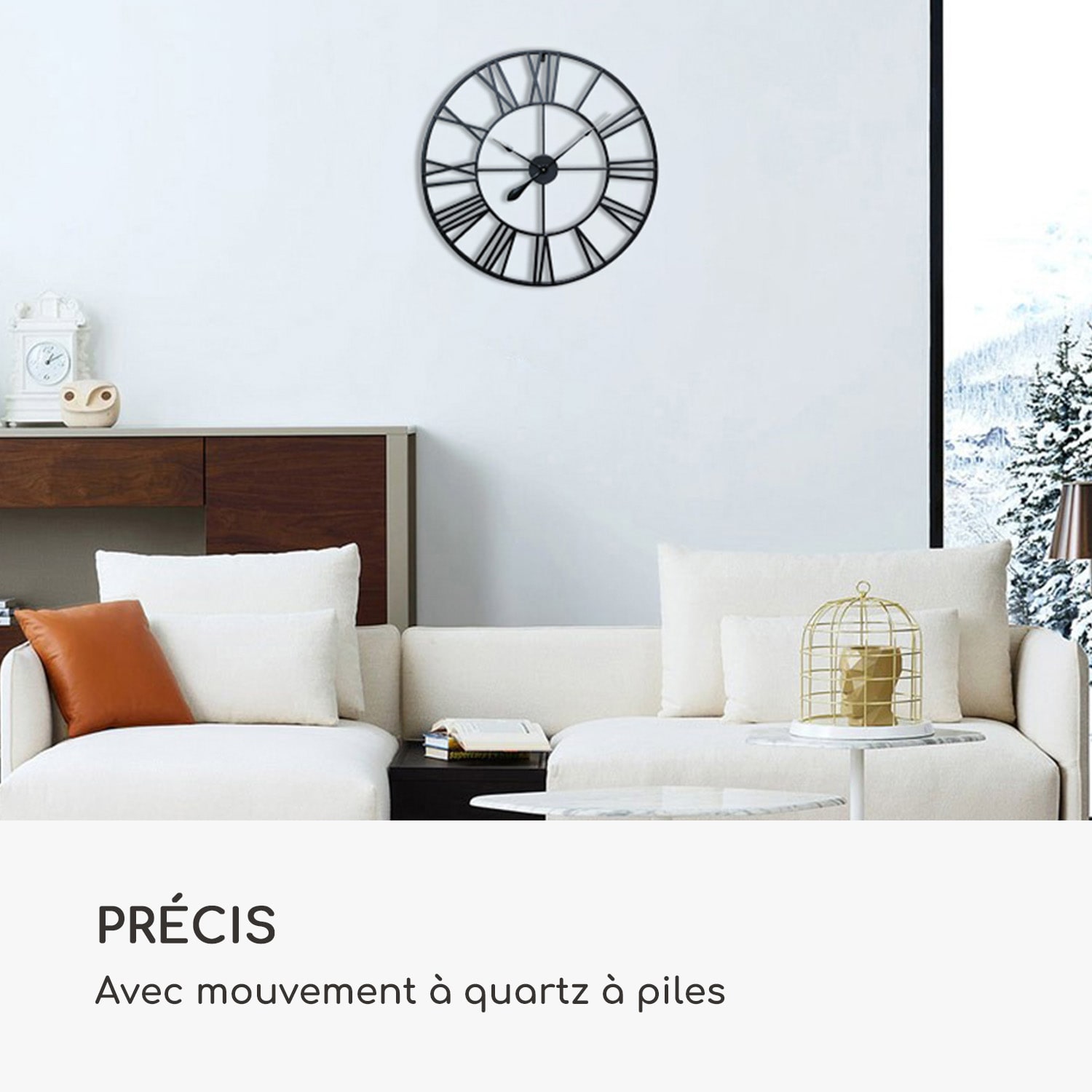 Queensway 60 Horloge murale cadre métallique silencieux Ø 60 cm