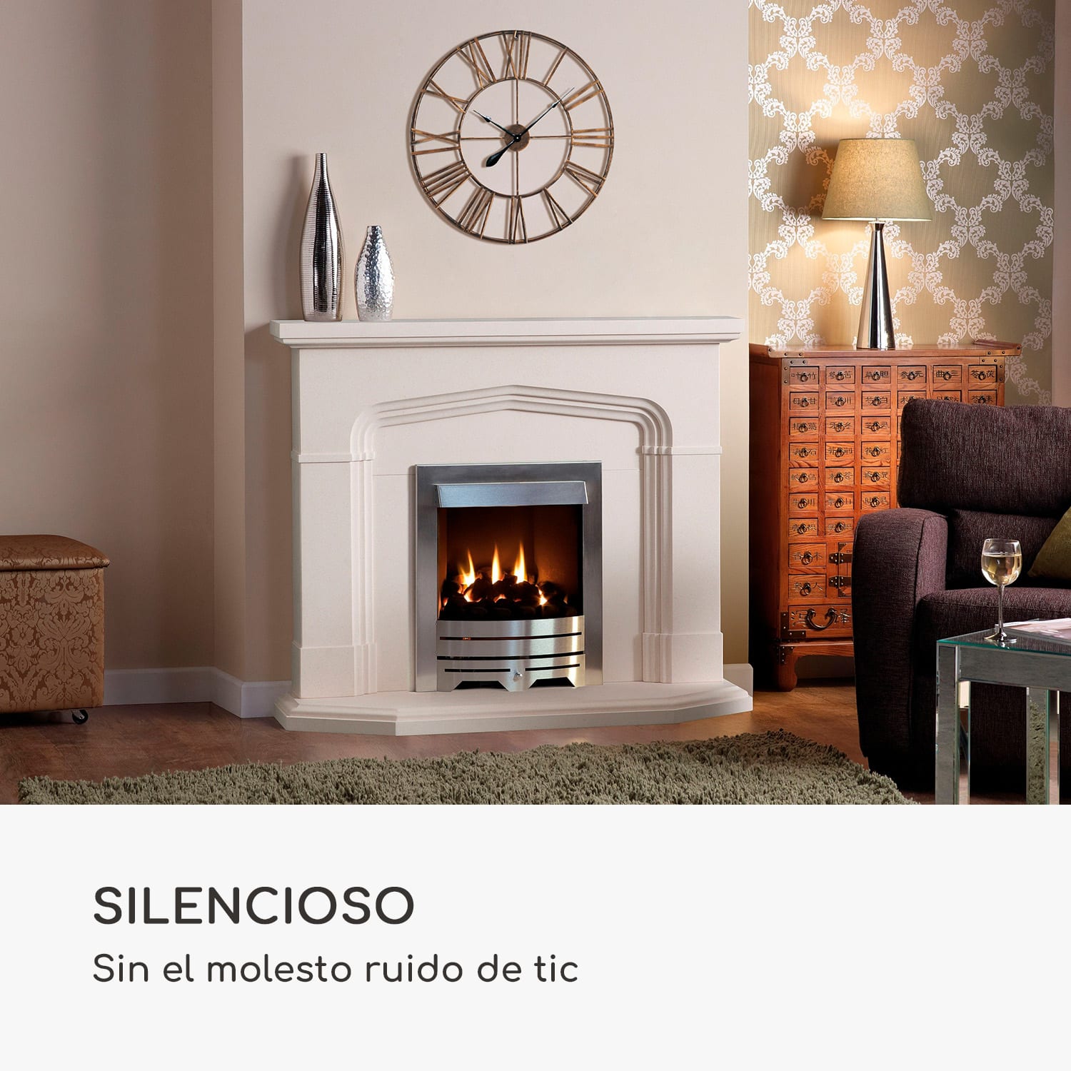 Queensway 60 Reloj de pared marco metálico silencioso 60 cm de diámetro