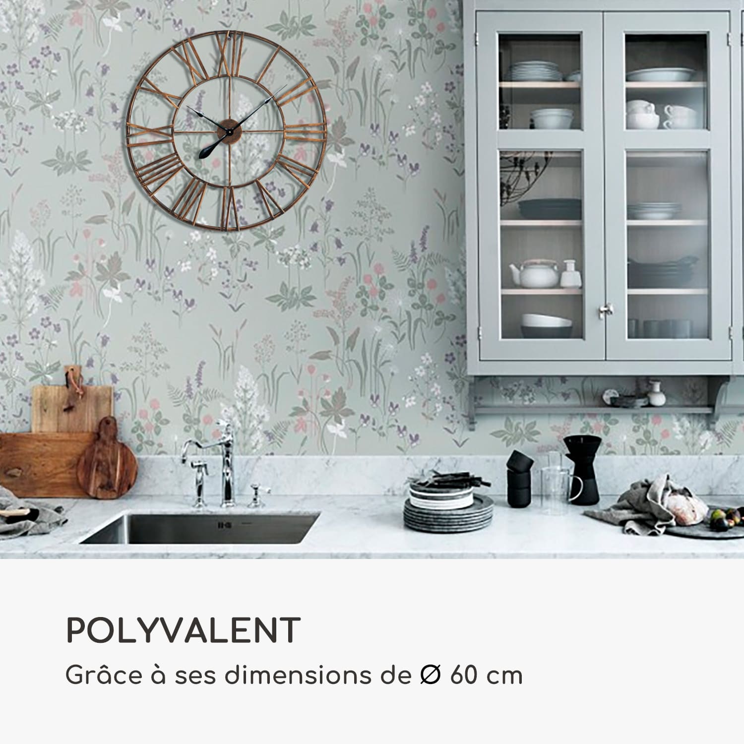 Queensway 60 Horloge murale cadre métallique silencieux Ø 60 cm  Cuivre
