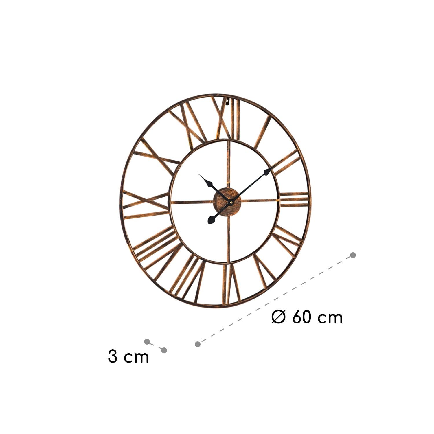 Queensway 60 Reloj de pared marco metálico silencioso 60 cm de diámetro