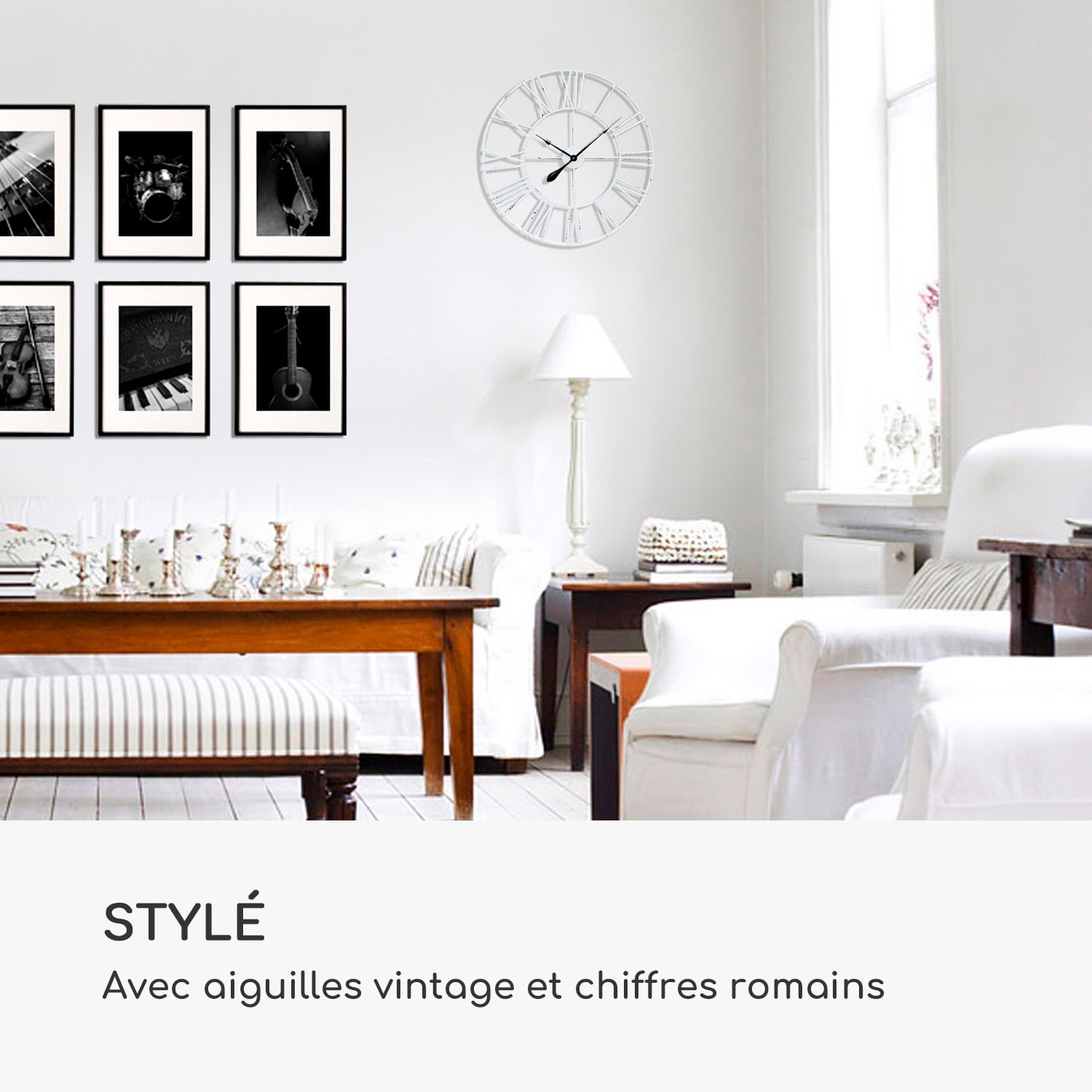 Queensway 60 wandklok metalen frame geruisloos Ø 60 cm  