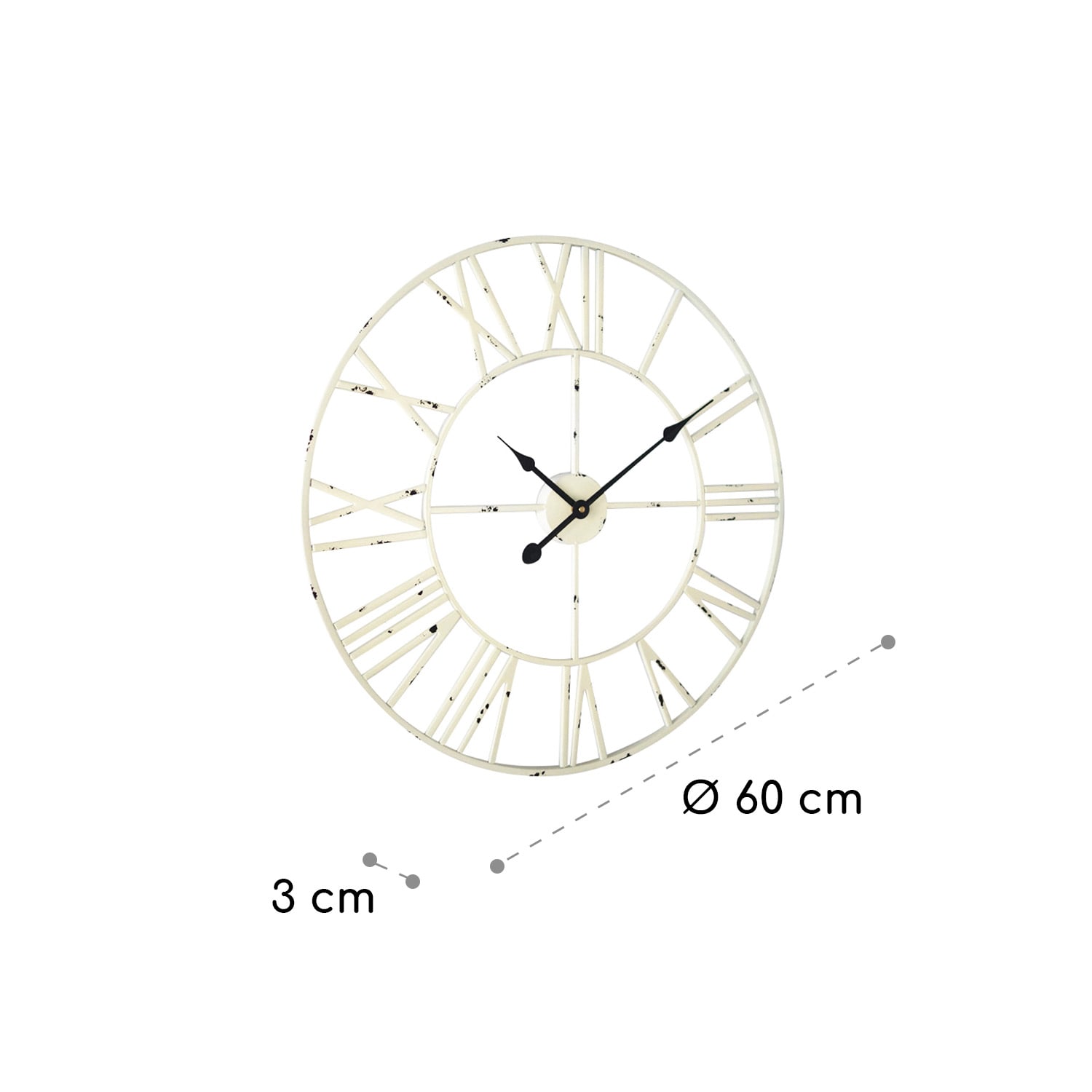 Queensway 60 Reloj de pared marco metálico silencioso 60 cm de diámetro