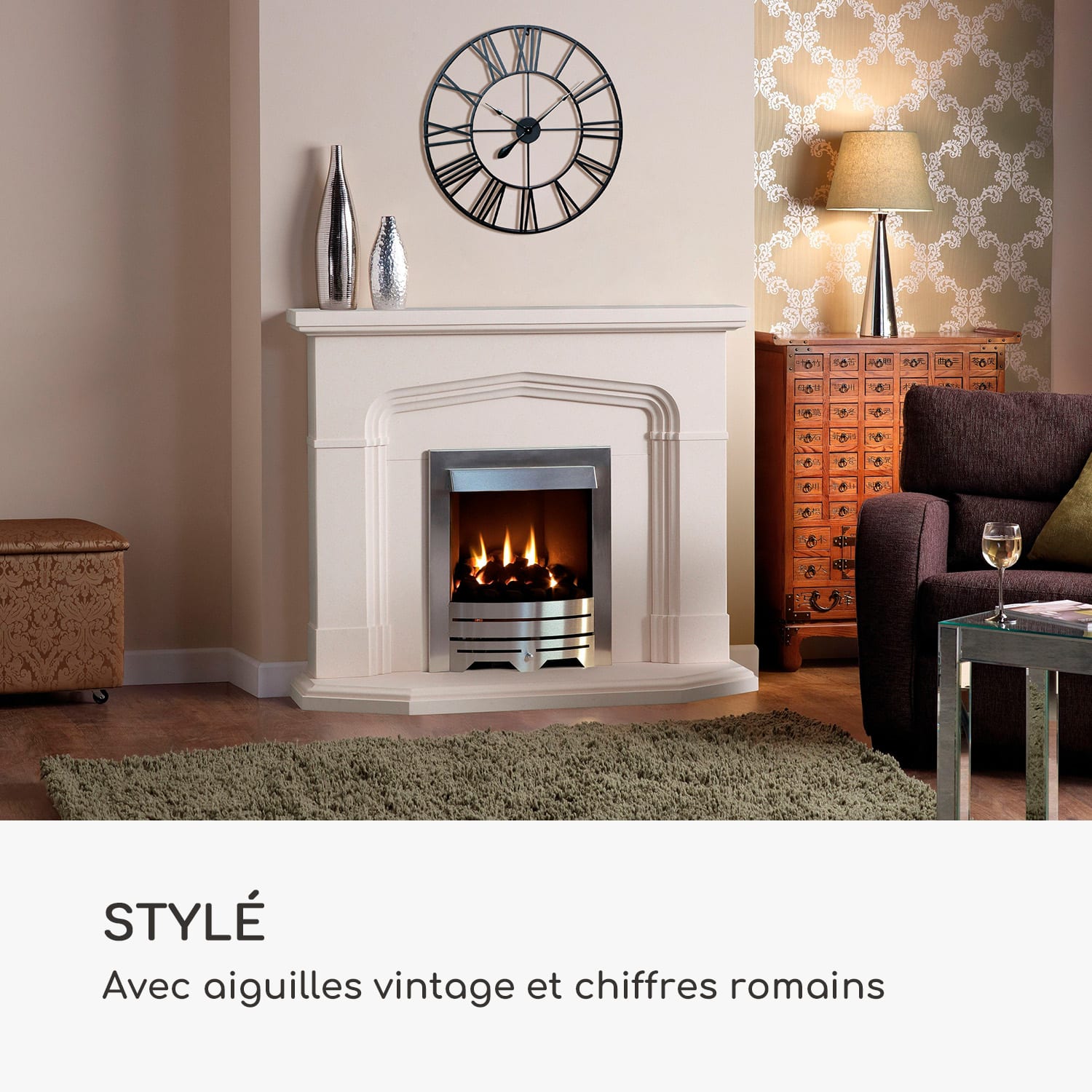 Queensway 80 wandklok metalen frame geruisloos Ø 76 cm 