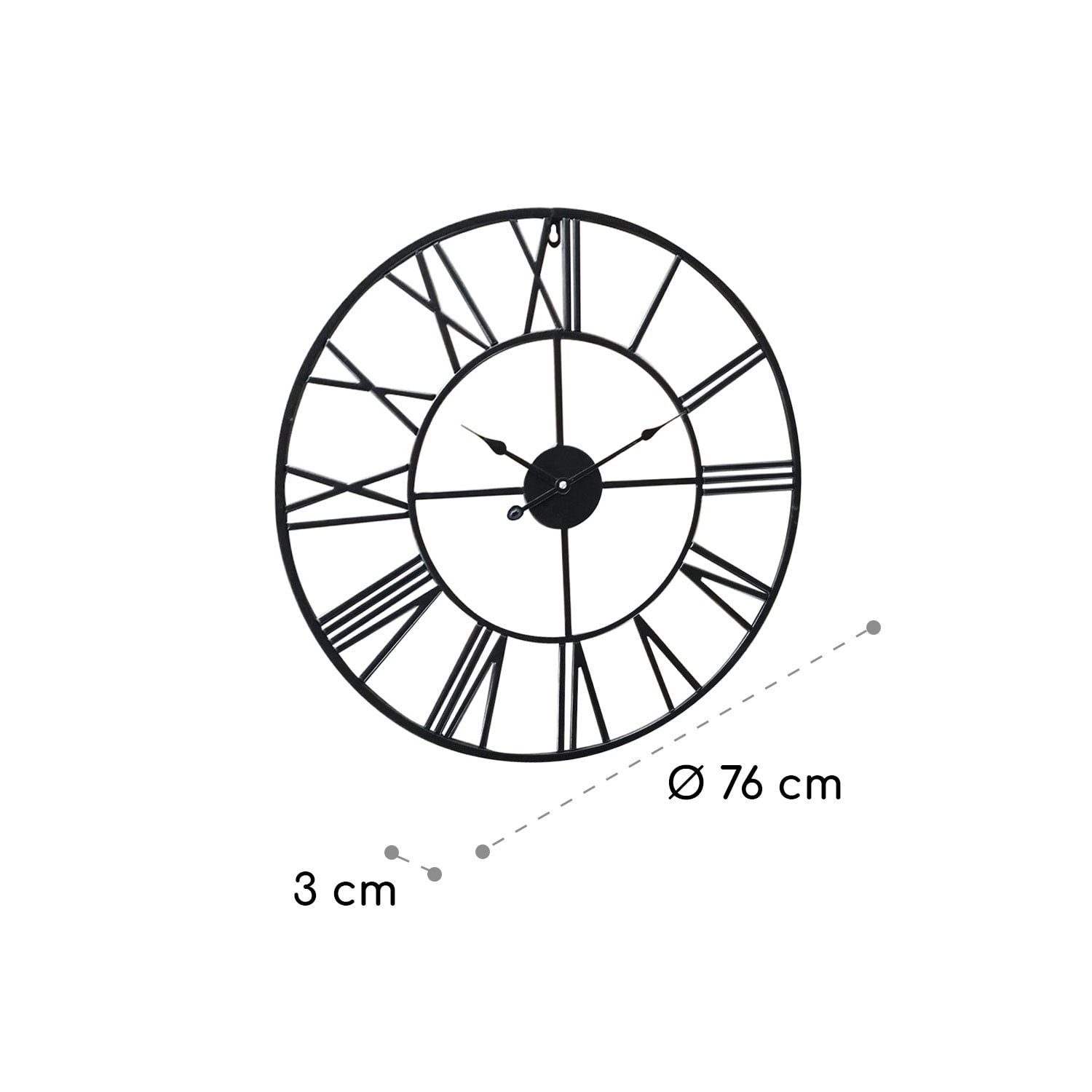 Queensway 80 Wanduhr Metallrahmen geräuschlos Ø 76 cm