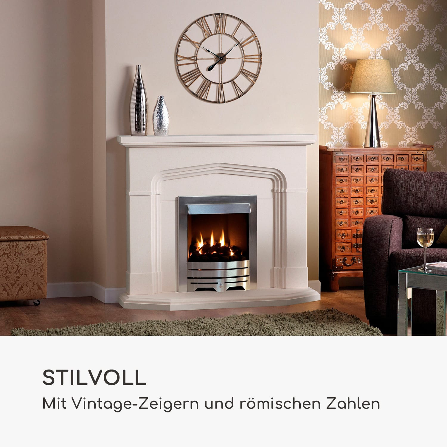 Queensway 80 Wanduhr Metallrahmen geräuschlos Ø 76 cm