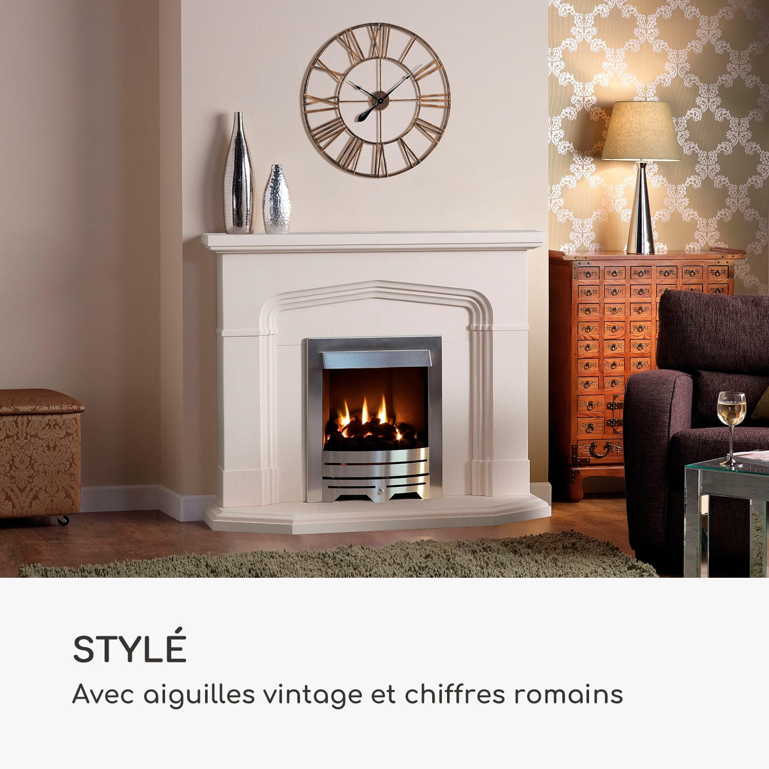 Queensway Horloge murale cadre métallique silencieuse Ø 76 cm 