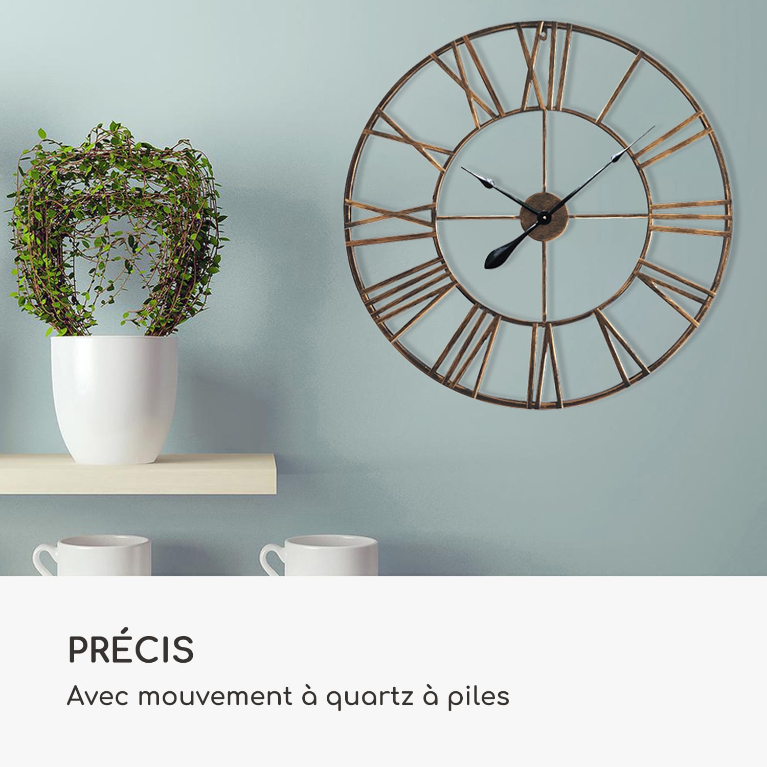 Queensway Horloge murale cadre métallique silencieuse Ø 76 cm 