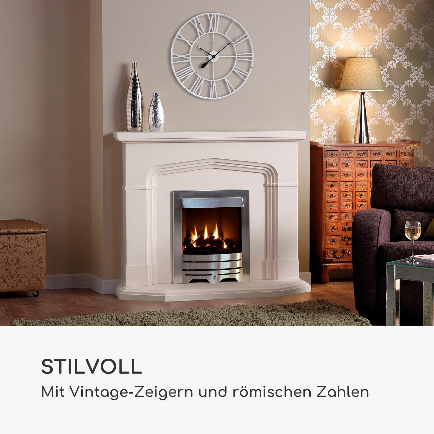 Queensway 80 Wanduhr Metallrahmen geräuschlos Ø 76 cm