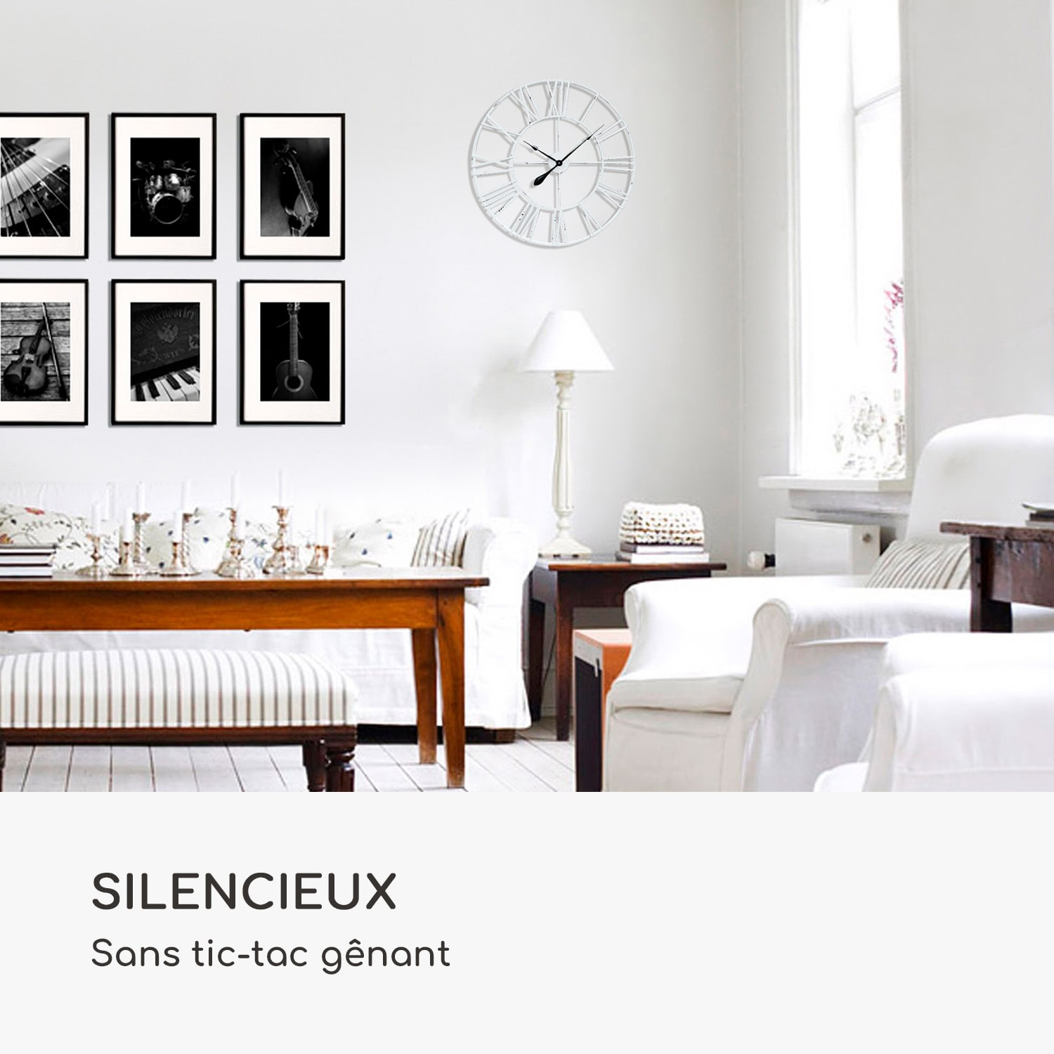 Queensway Horloge murale cadre métallique silencieuse Ø 76 cm