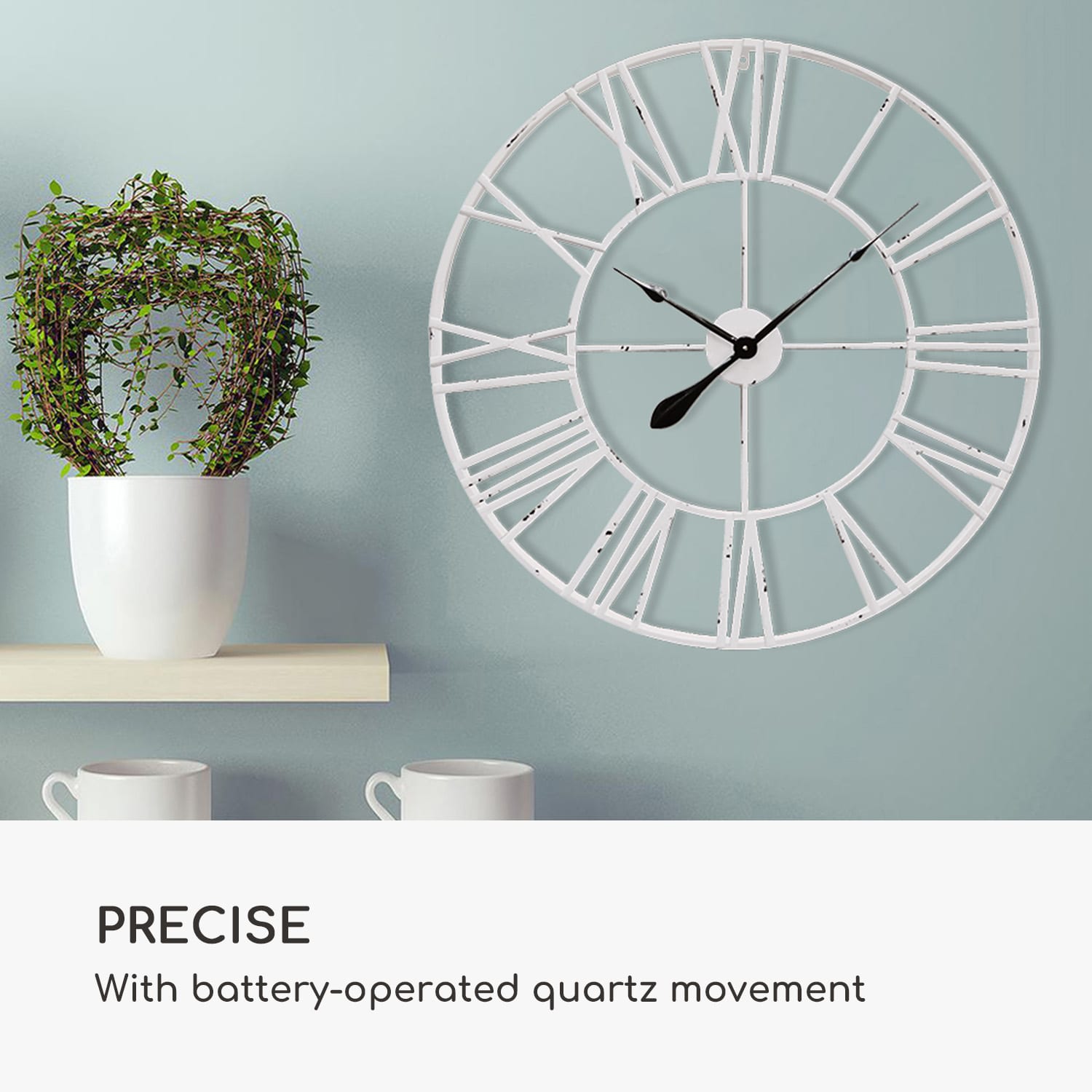Queensway 80 seinäkello metallirunko äänetön Ø 76 cm