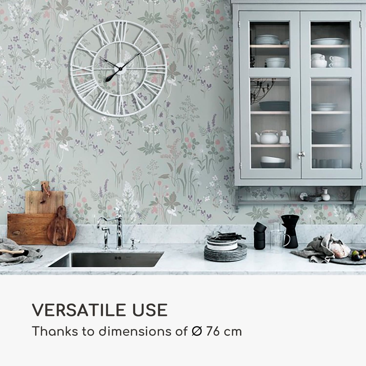 Queensway 80 seinäkello metallirunko äänetön Ø 76 cm