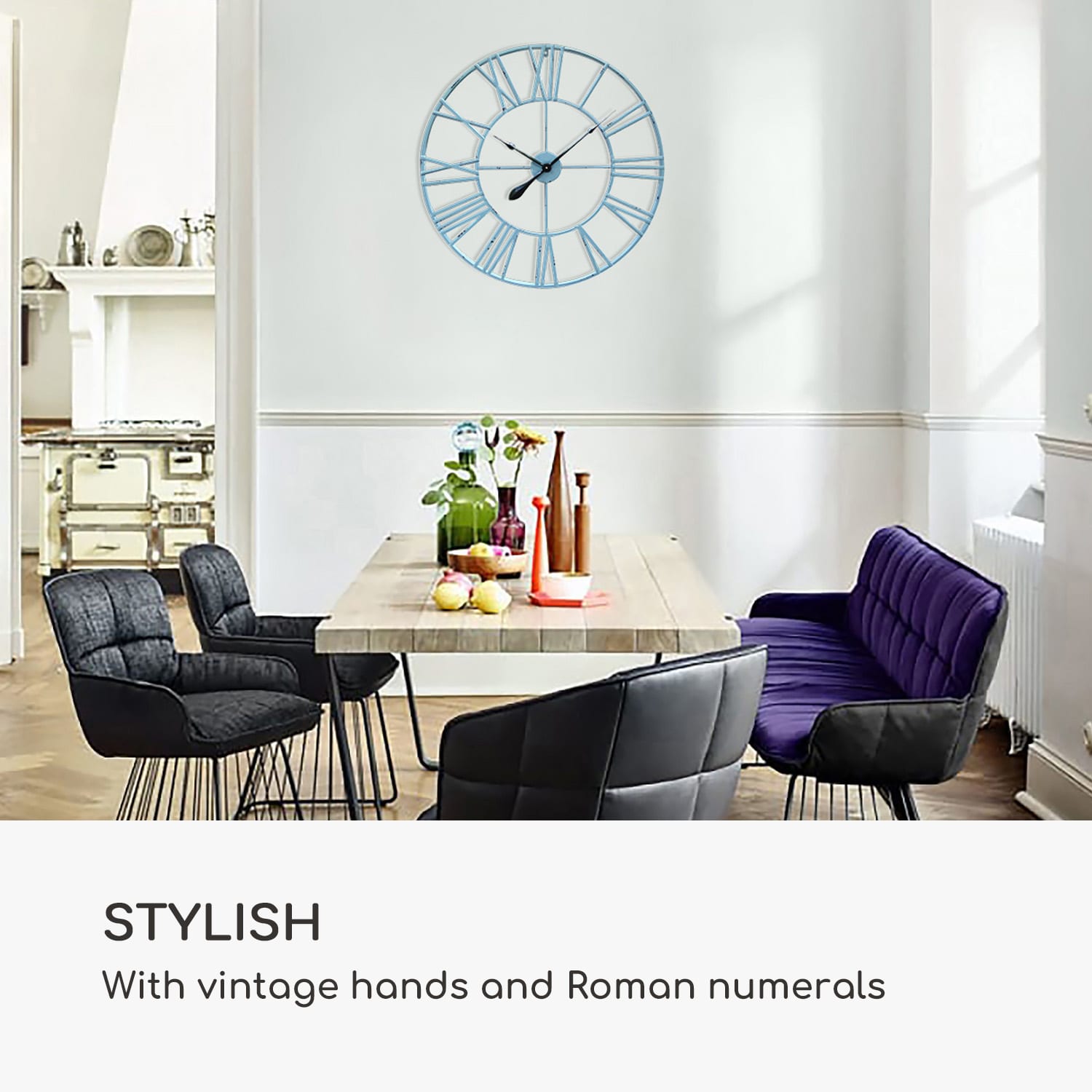 Queensway 80, zidni sat, metalni okvir, tihi, Ø 76 cm