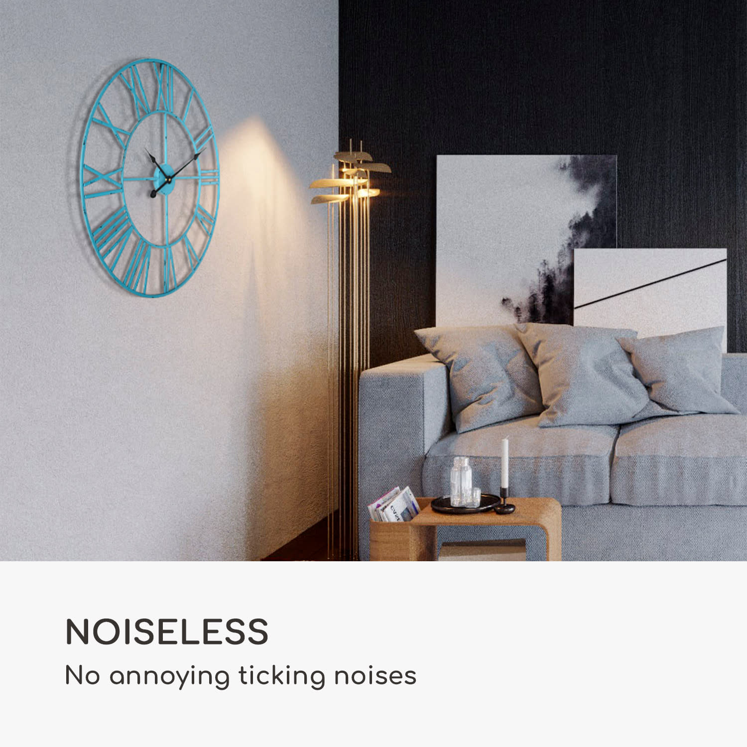 Queensway 80, zidni sat, metalni okvir, tihi, Ø 76 cm