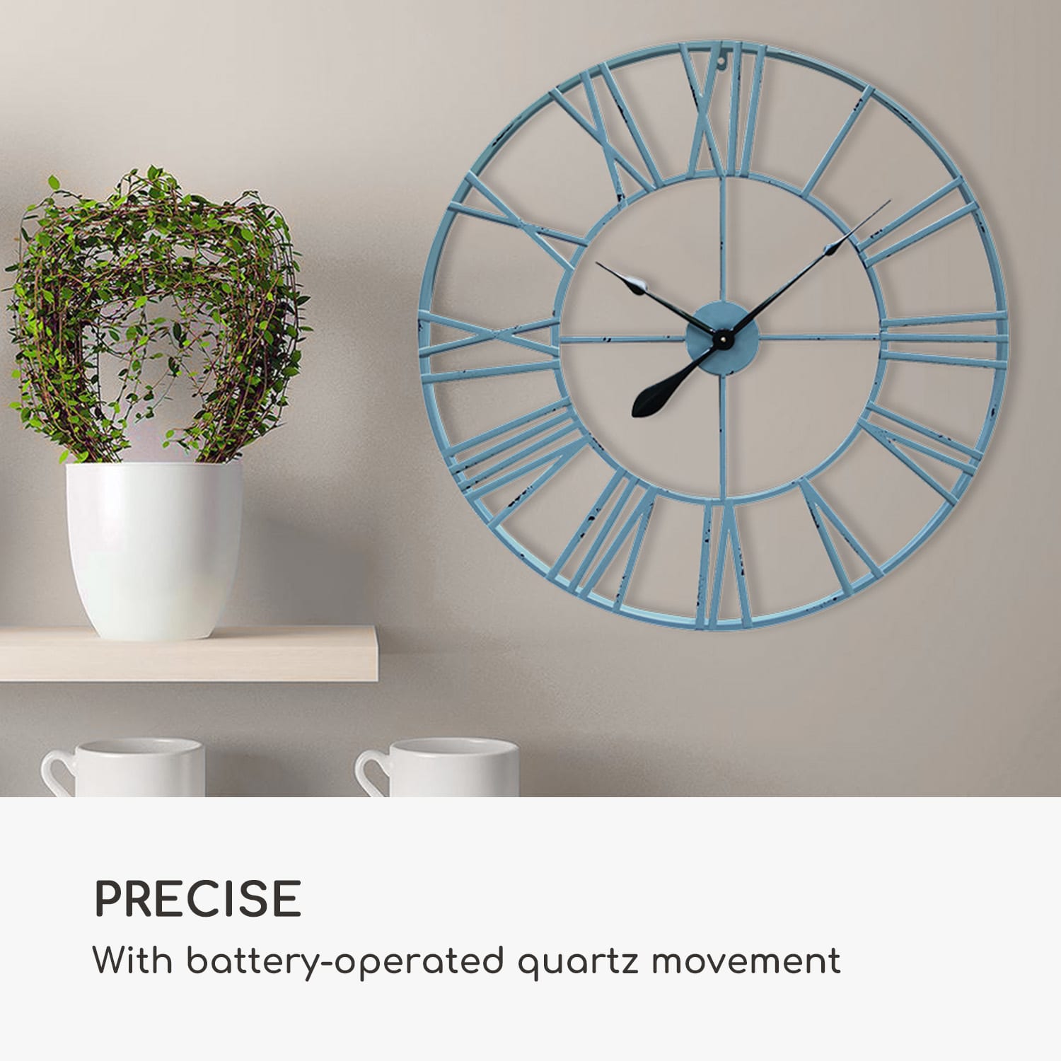 Queensway 80, zidni sat, metalni okvir, tihi, Ø 76 cm