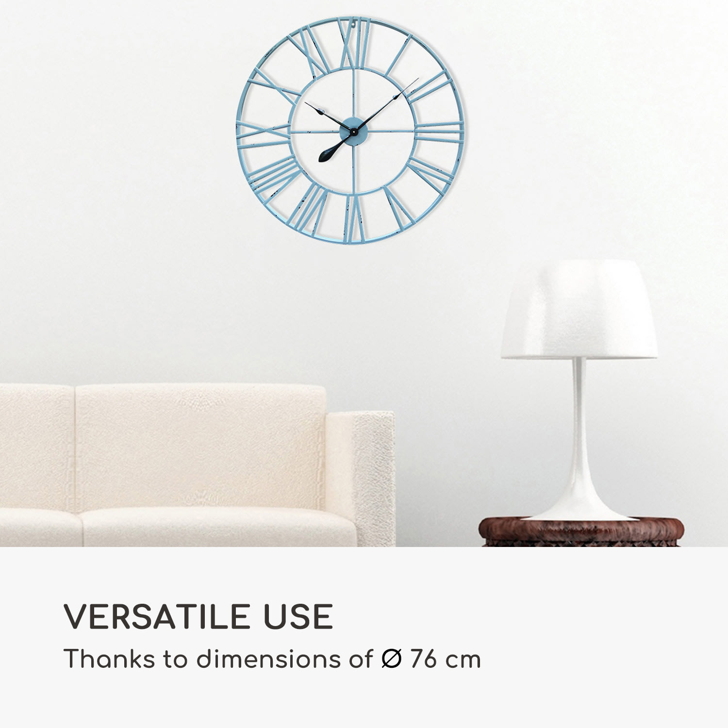 Queensway 80, zidni sat, metalni okvir, tihi, Ø 76 cm