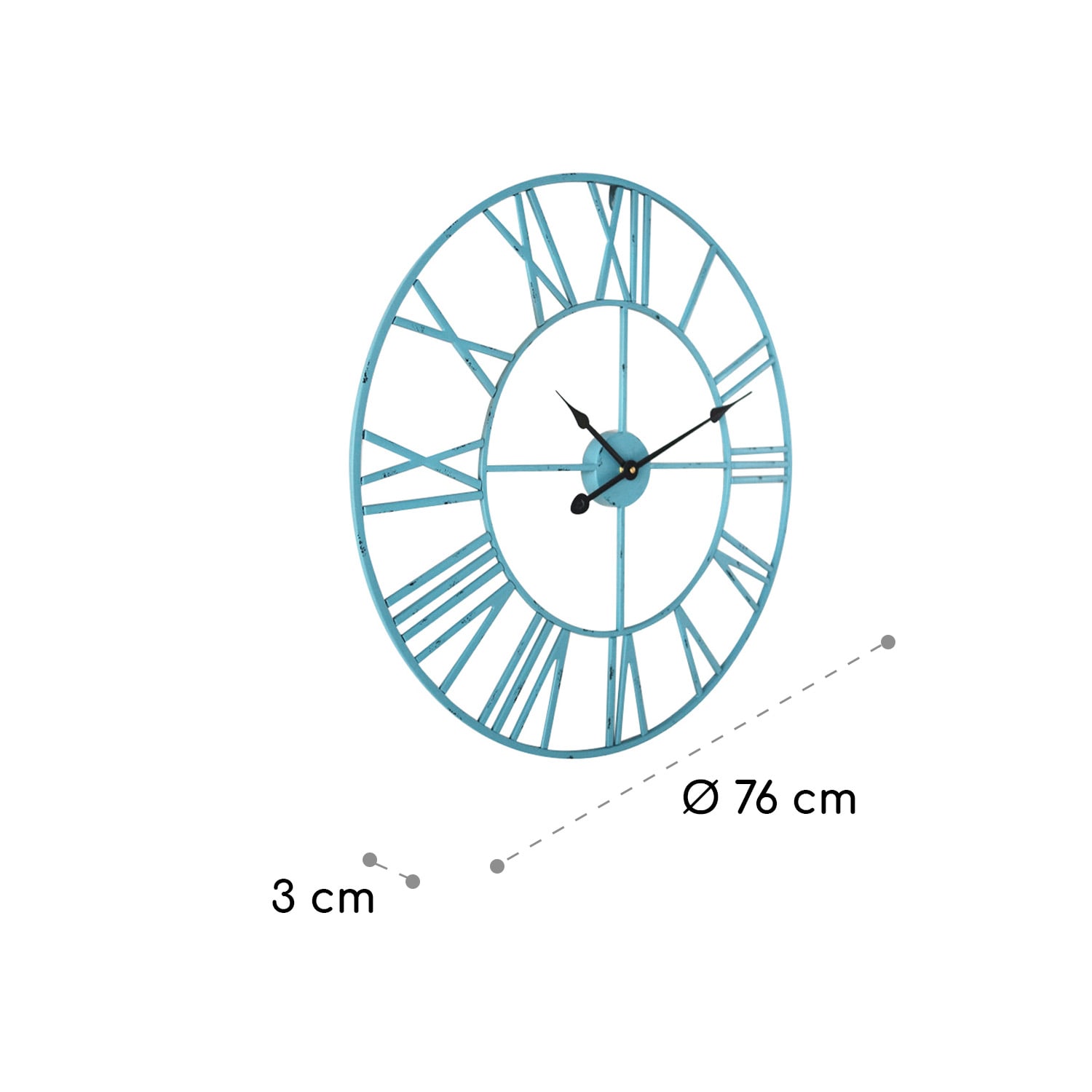 Queensway Horloge murale cadre métallique silencieuse Ø 76 cm