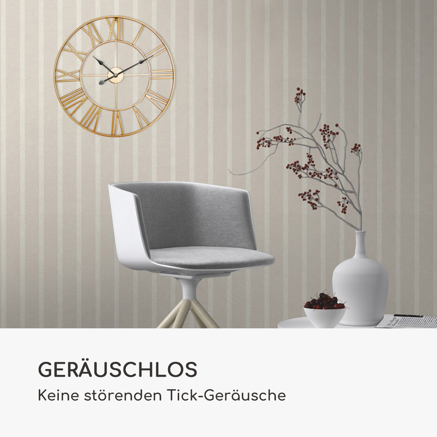 Queensway 60 Wanduhr Metallrahmen geräuschlos Ø 60 cm
