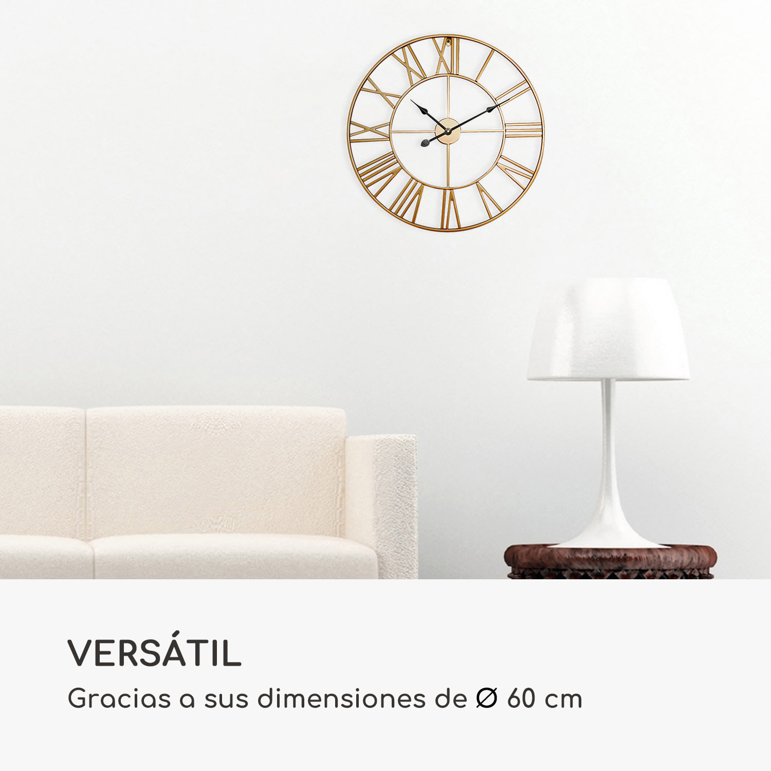 Queensway 60 Reloj de pared marco metálico silencioso 60 cm de diámetro