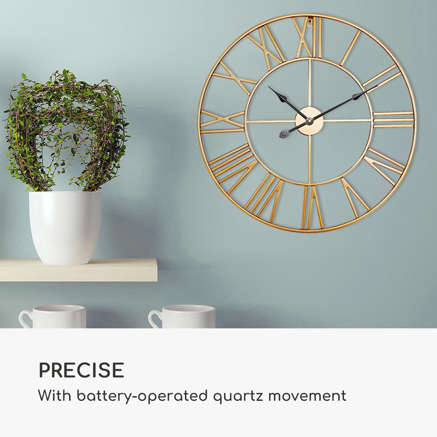 Zegar ścienny Queensway 60, metalowa rama, cichy, Ø 60 cm