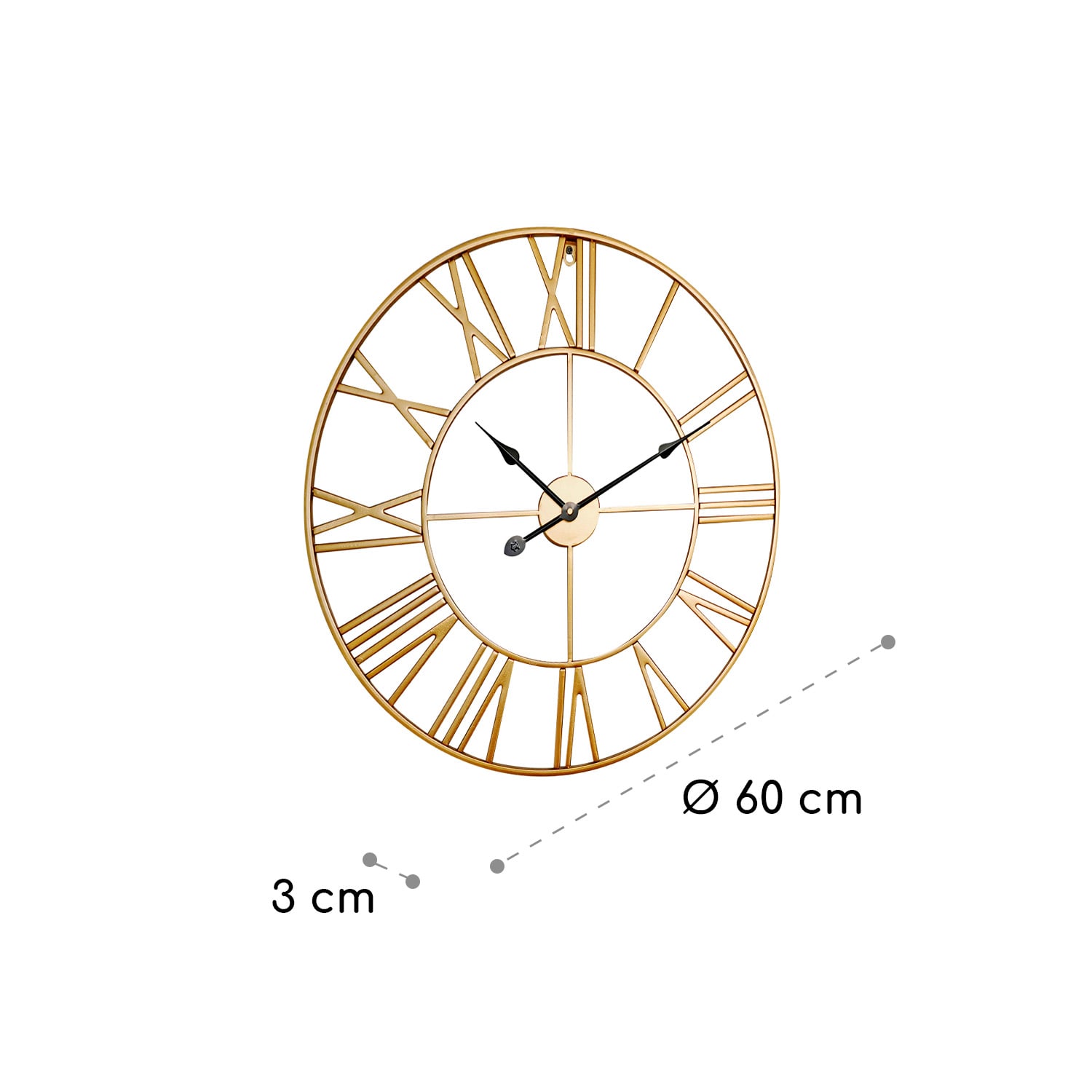 Zegar ścienny Queensway 60, metalowa rama, cichy, Ø 60 cm