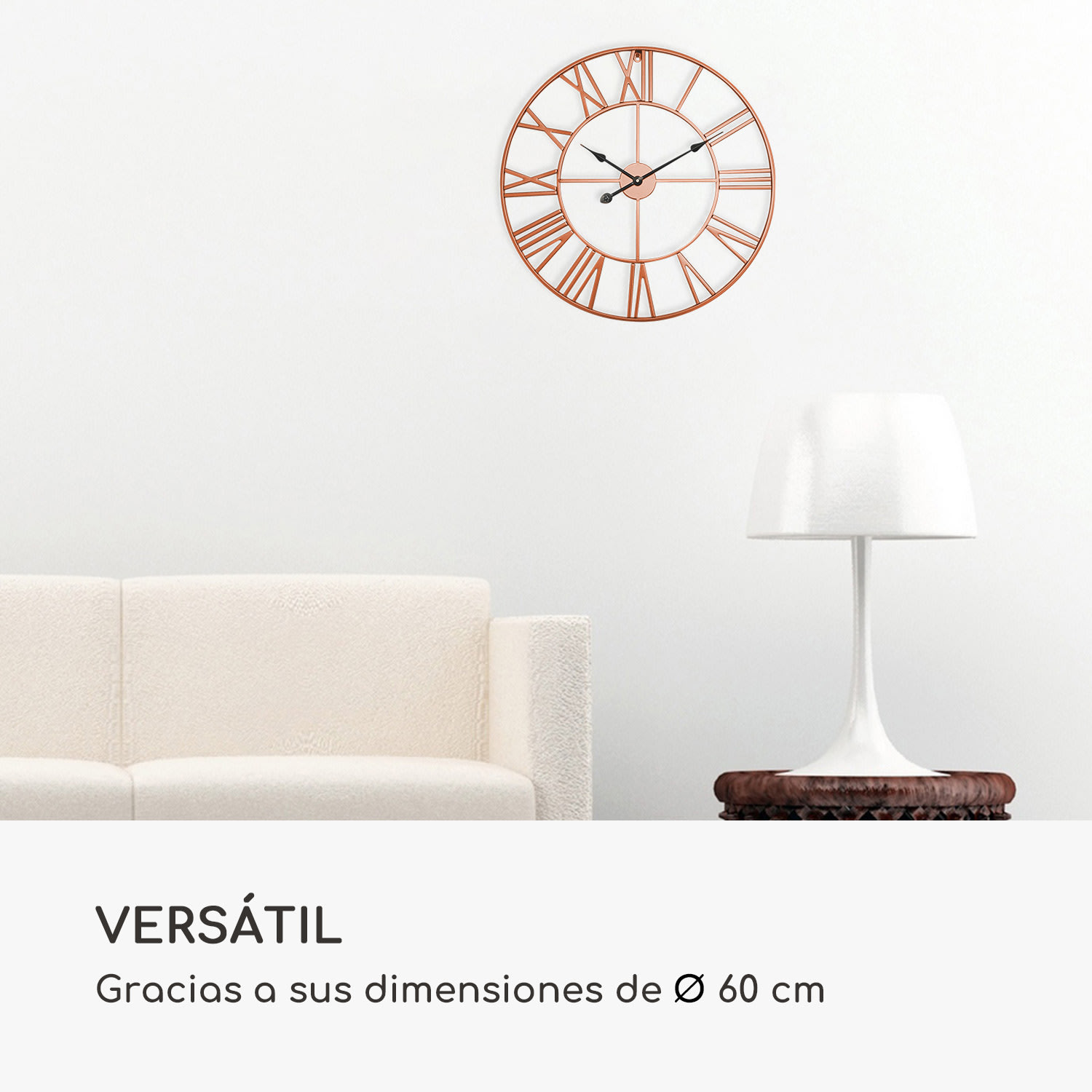 Queensway 60 Reloj de pared marco metálico silencioso 60 cm de diámetro  