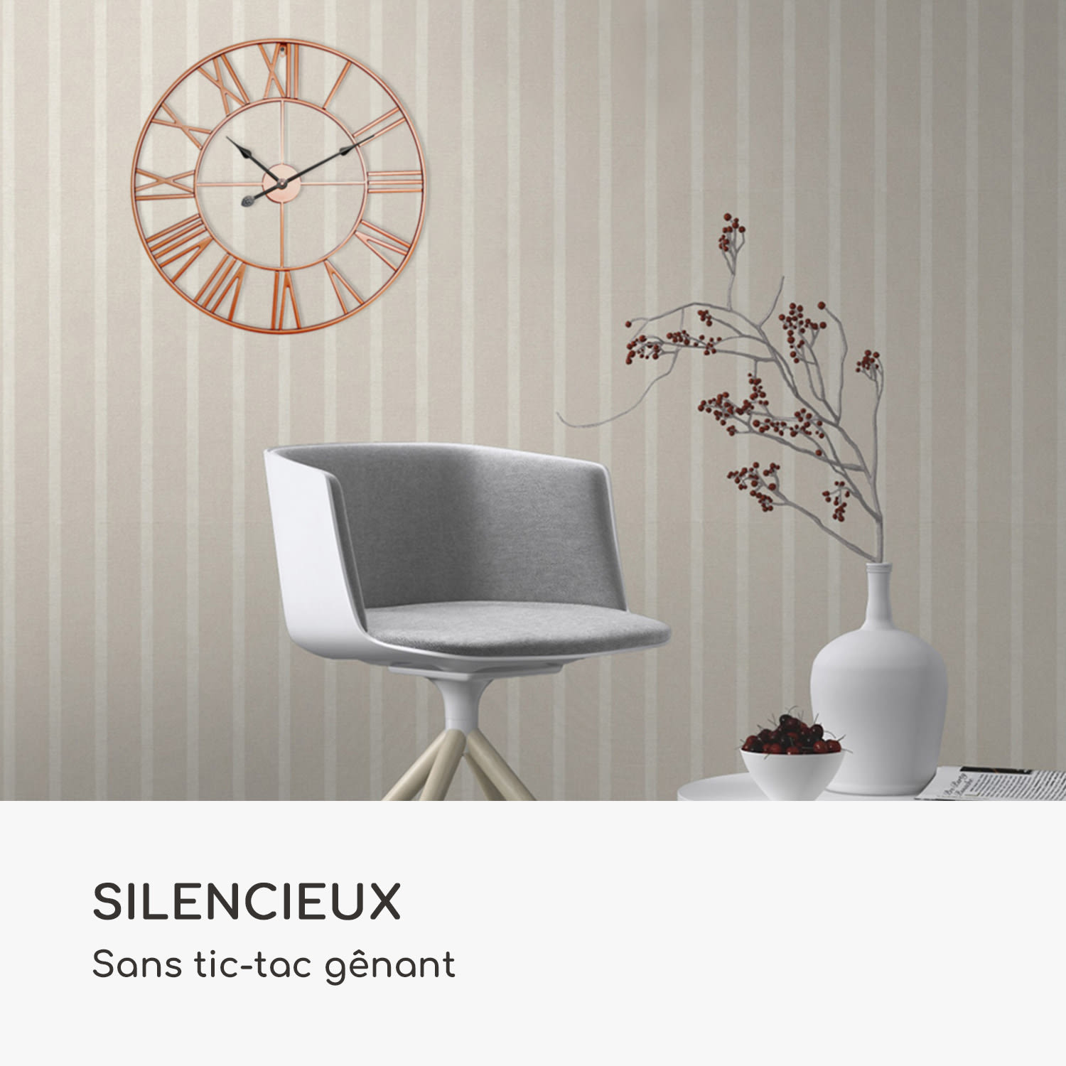 Queensway 60 Horloge murale cadre métallique silencieux Ø 60 cm