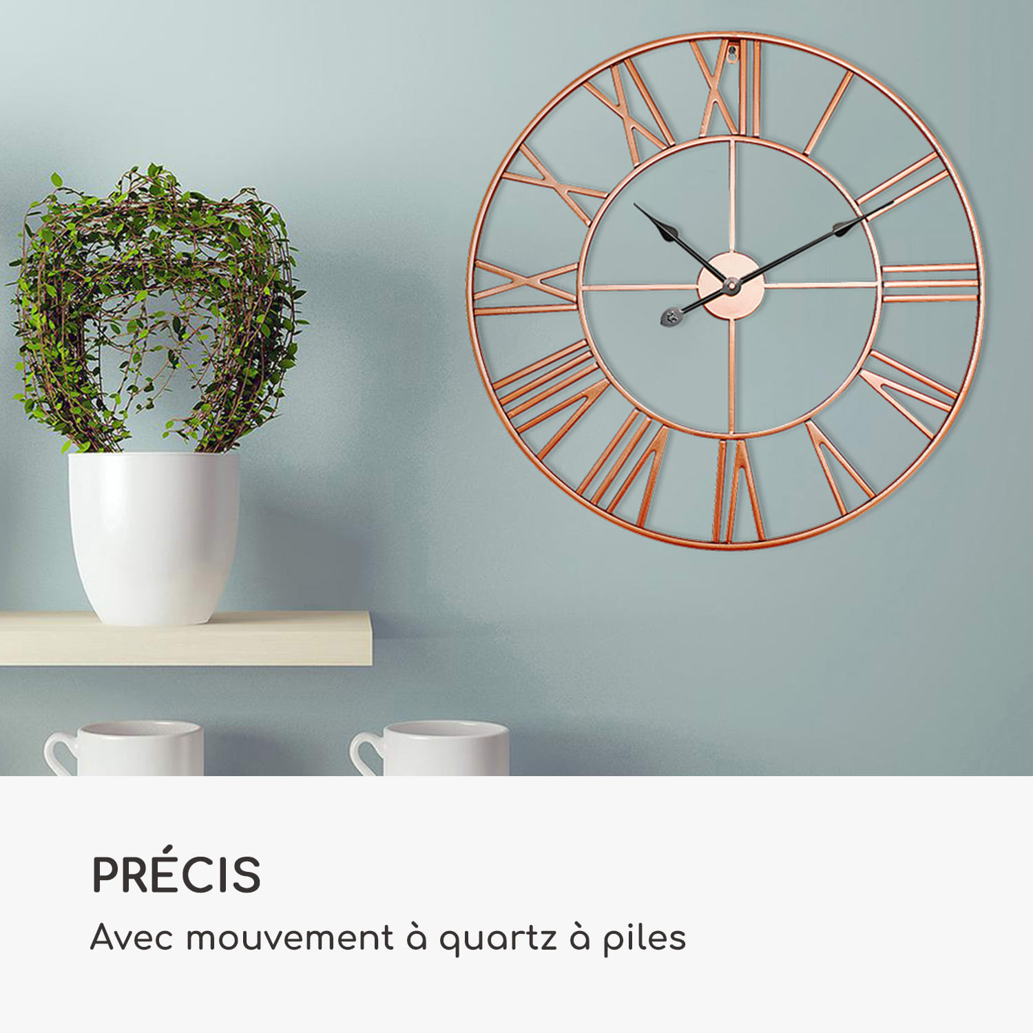 Queensway 60 Horloge murale cadre métallique silencieux Ø 60 cm