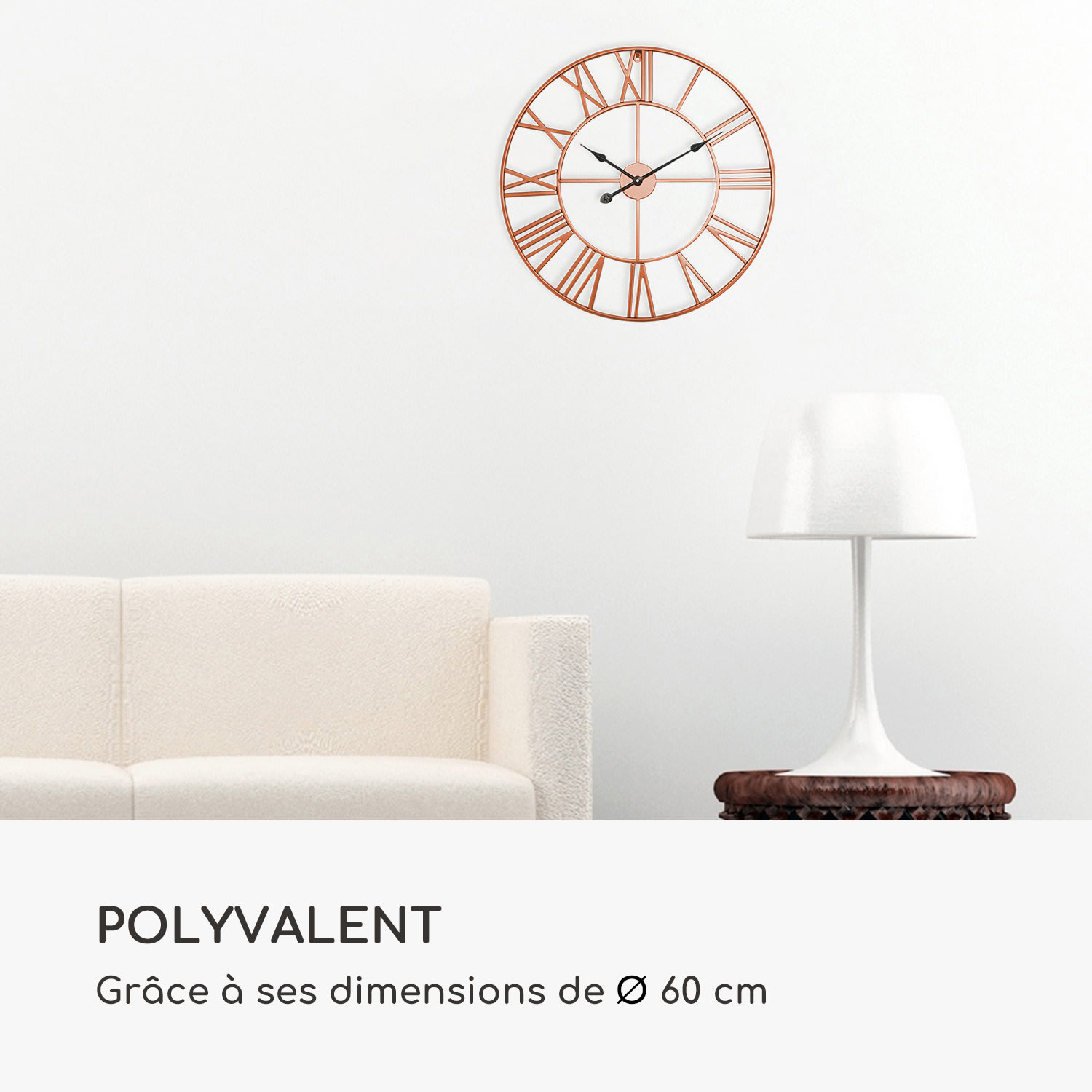 Queensway 60 Horloge murale cadre métallique silencieux Ø 60 cm  