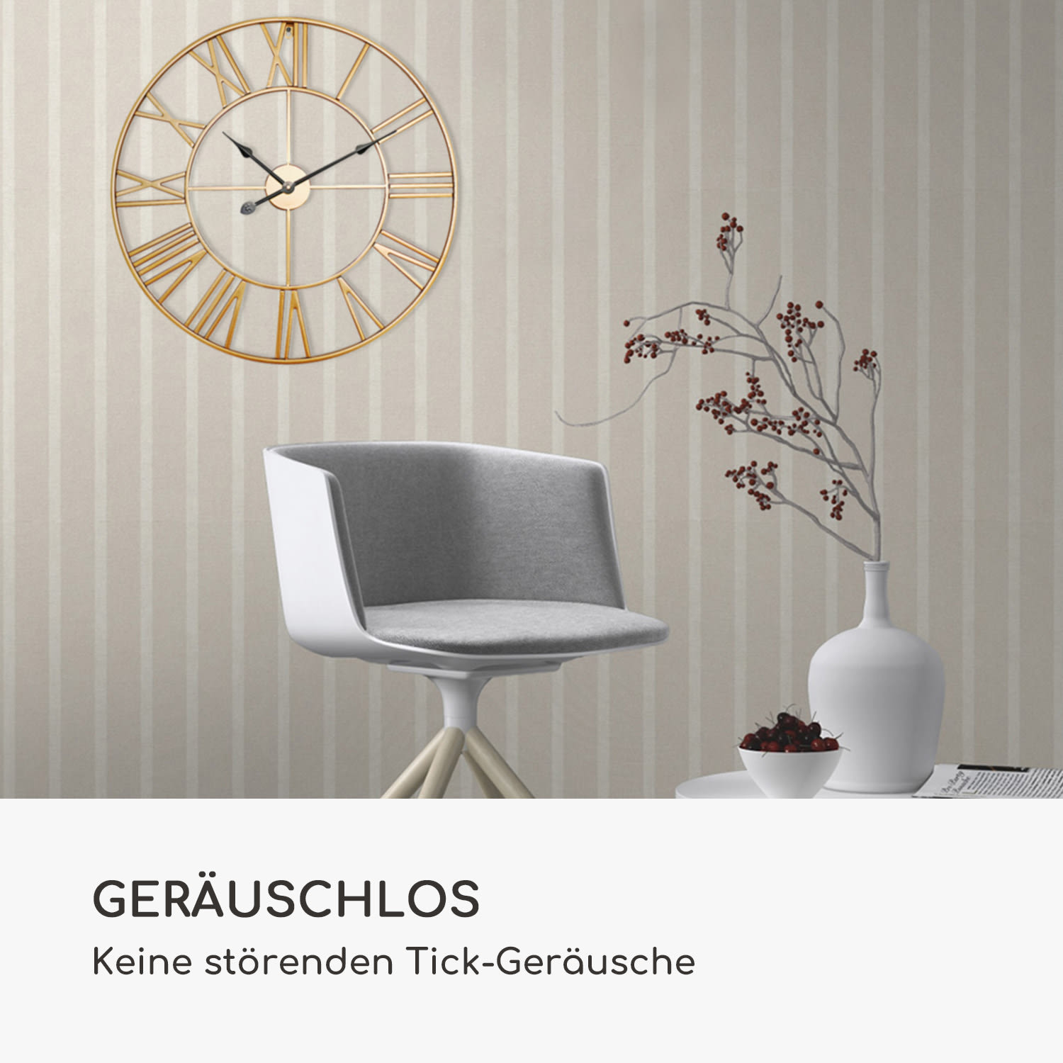 Queensway 80 Wanduhr Metallrahmen geräuschlos Ø 76 cm