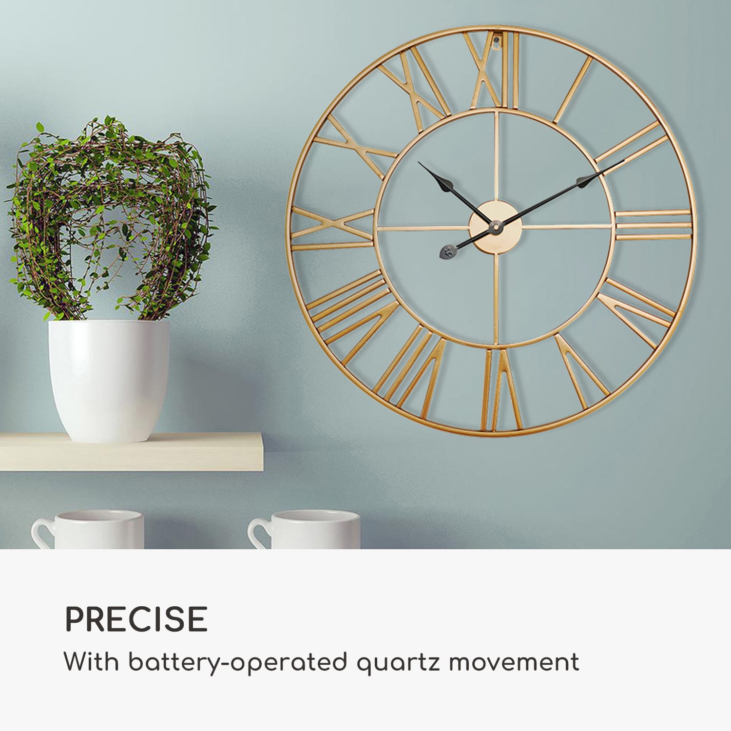 Queensway 80, zidni sat, metalni okvir, tihi, Ø 76 cm