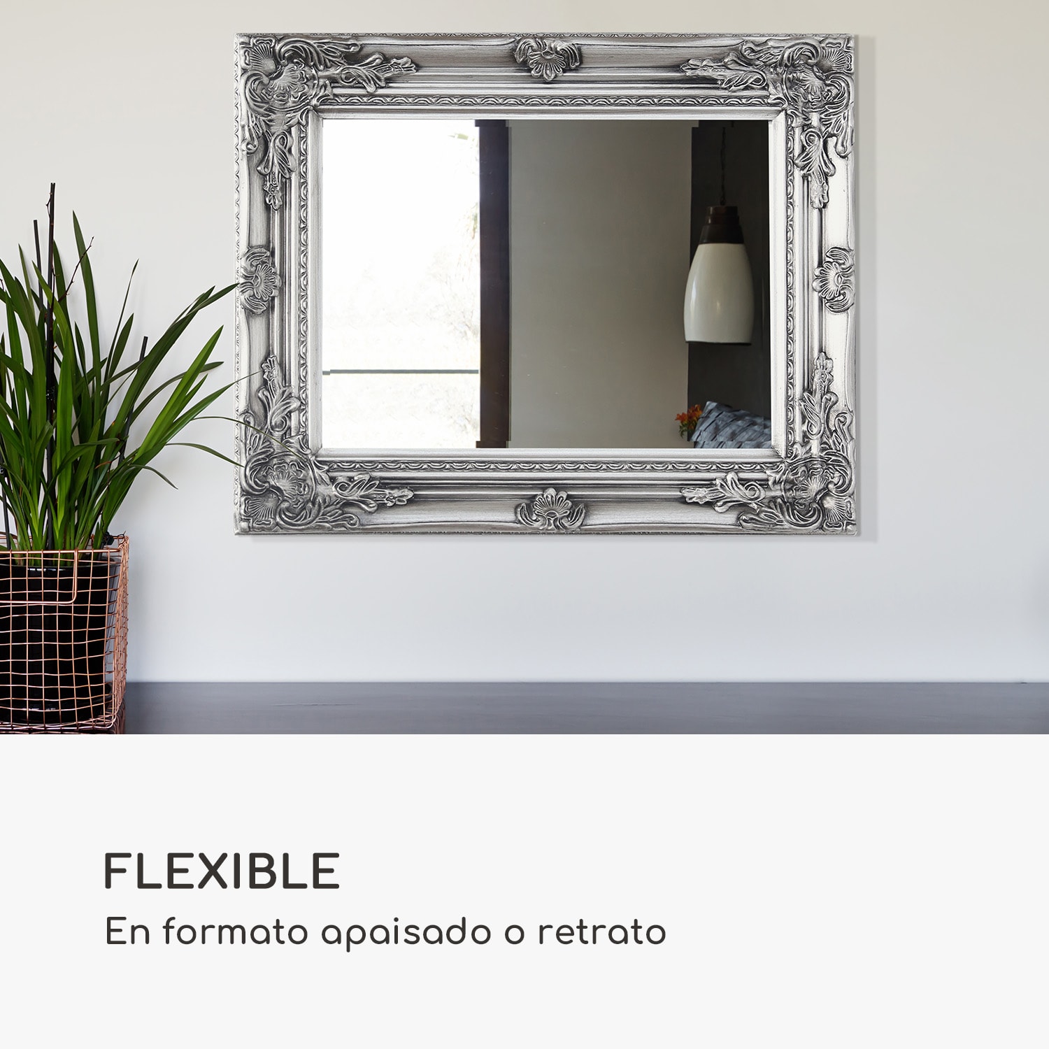 Espejo de pared Ipswich Marco de madera maciza Rectangular 53 x 42 cm