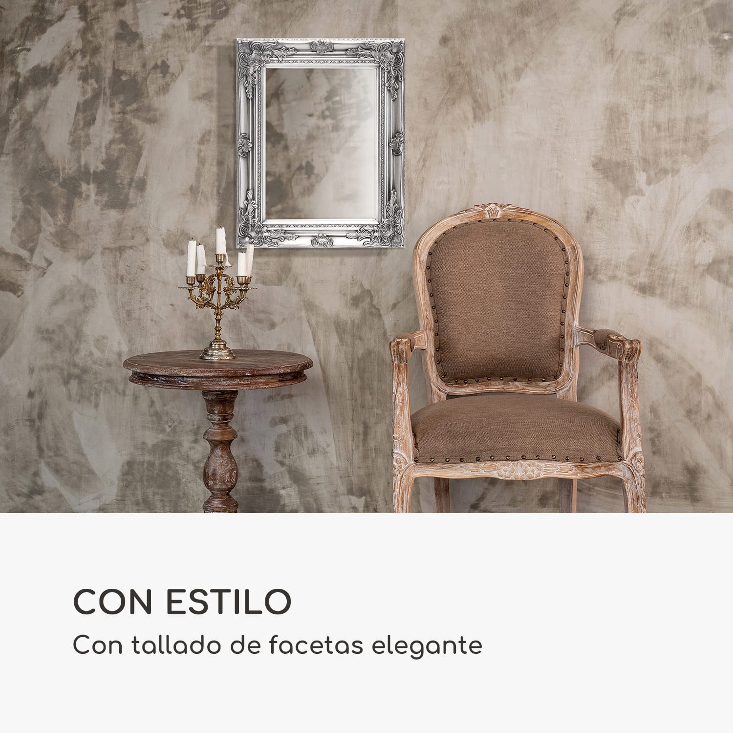 Espejo de pared Ipswich Marco de madera maciza Rectangular 53 x 42 cm