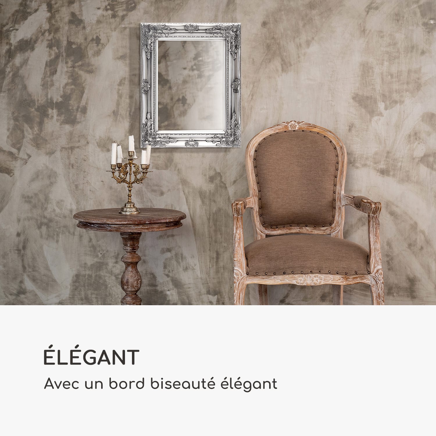 Ipswich wandspiegel massief houten lijst rechthoekig 53 x 42 cm