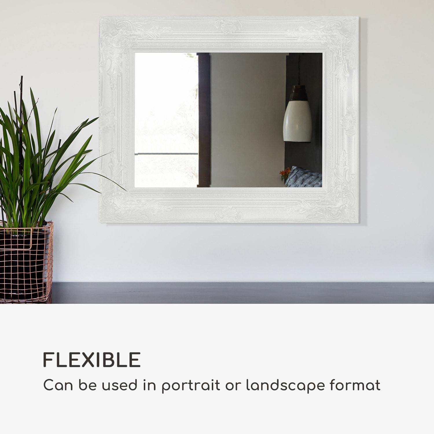 Ipswich, zidno ogledalo s masivnim drvenim okvirom, pravokutno, 53 x 42 cm