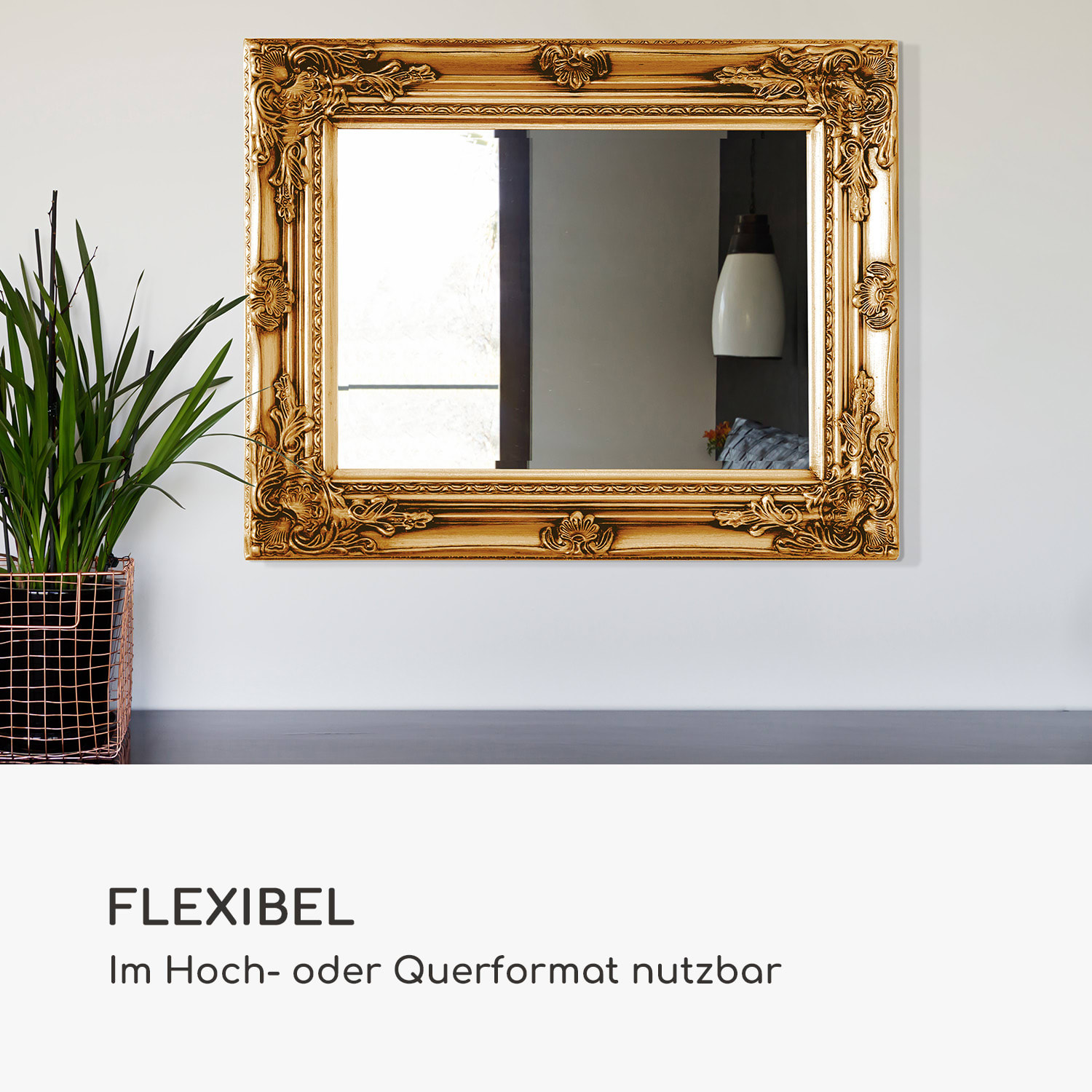 Ipswich Wandspiegel Massivholzrahmen rechteckig 53 x 42 cm 