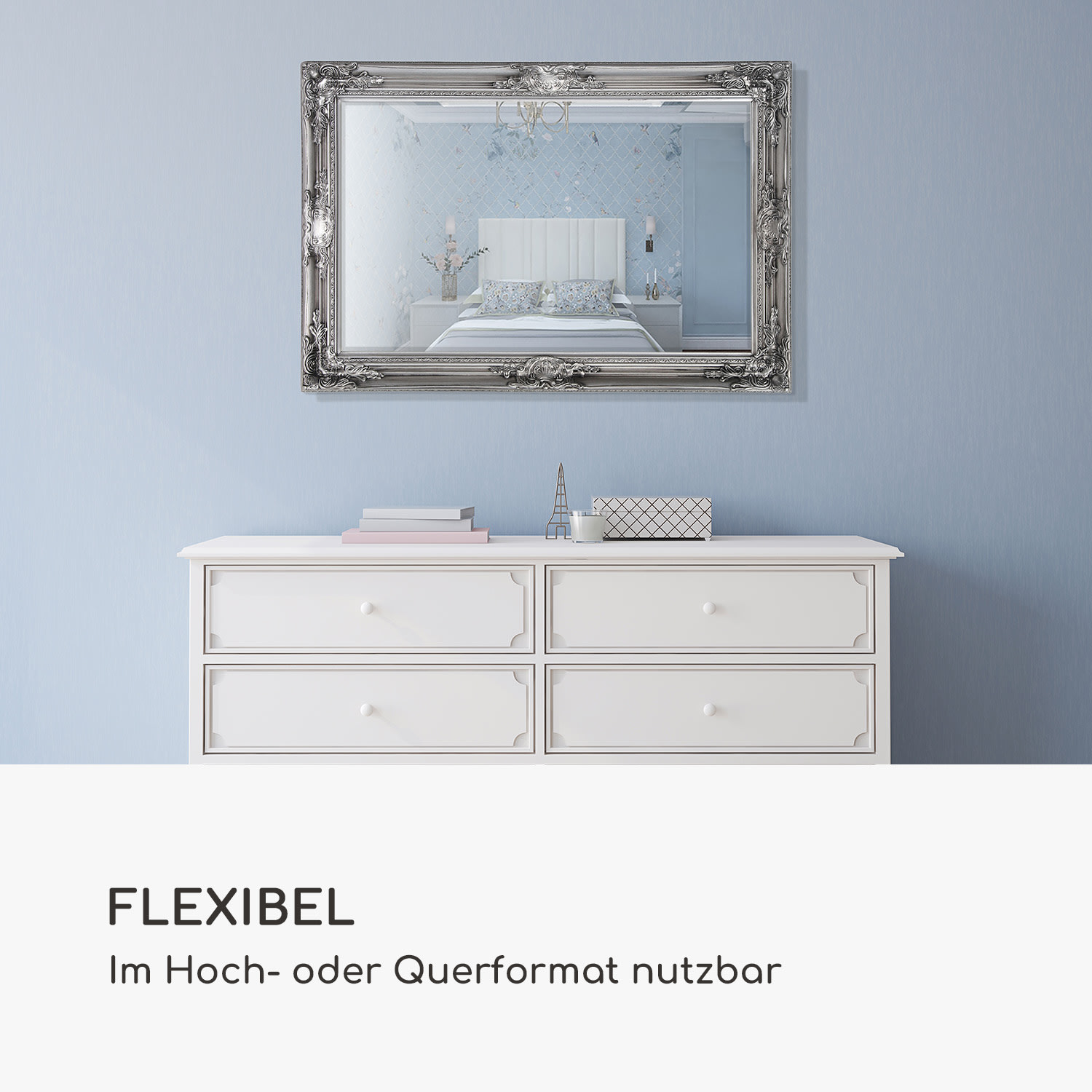 Manchester Wandspiegel Massivholzrahmen rechteckig 90 x 60 cm