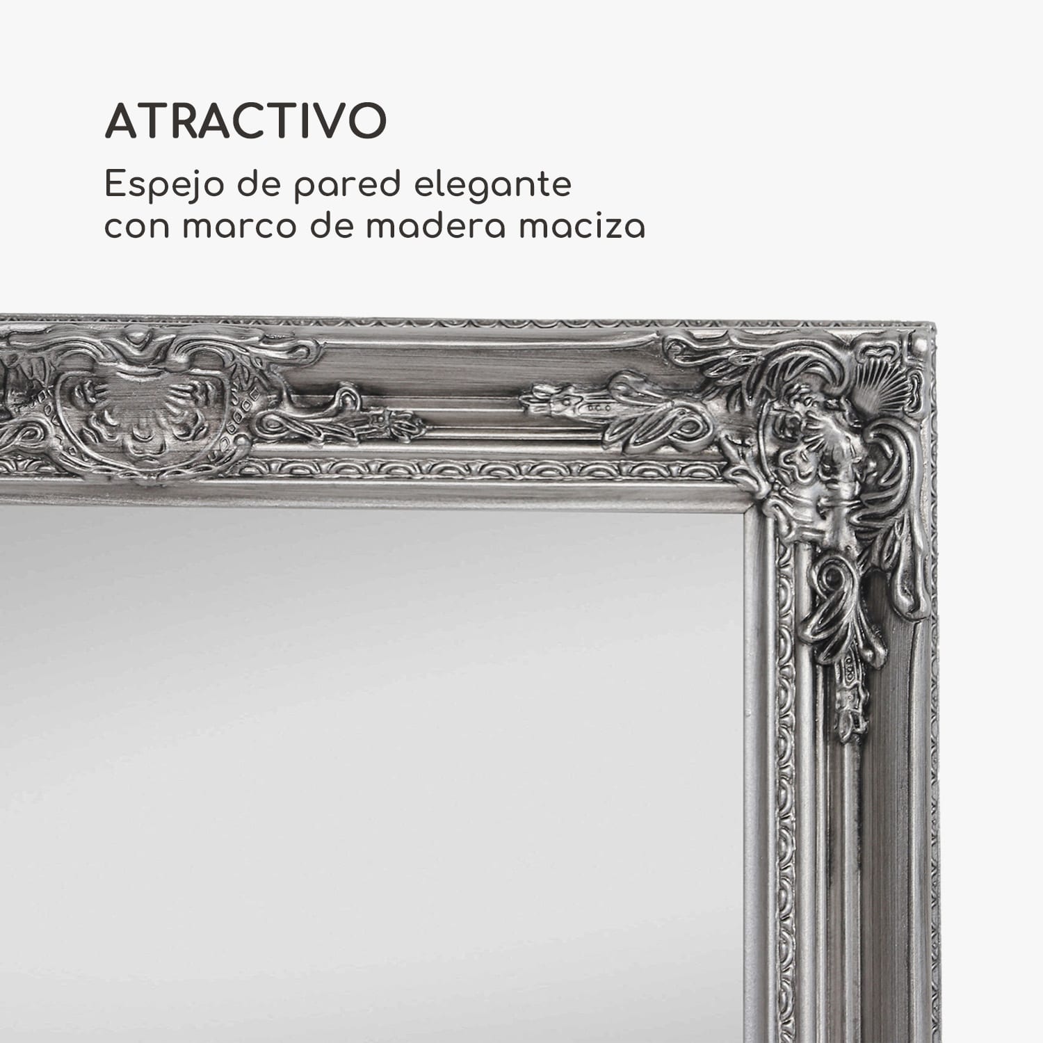 Espejo de pared Manchester Marco de madera maciza Rectangular 90 x 60 cm