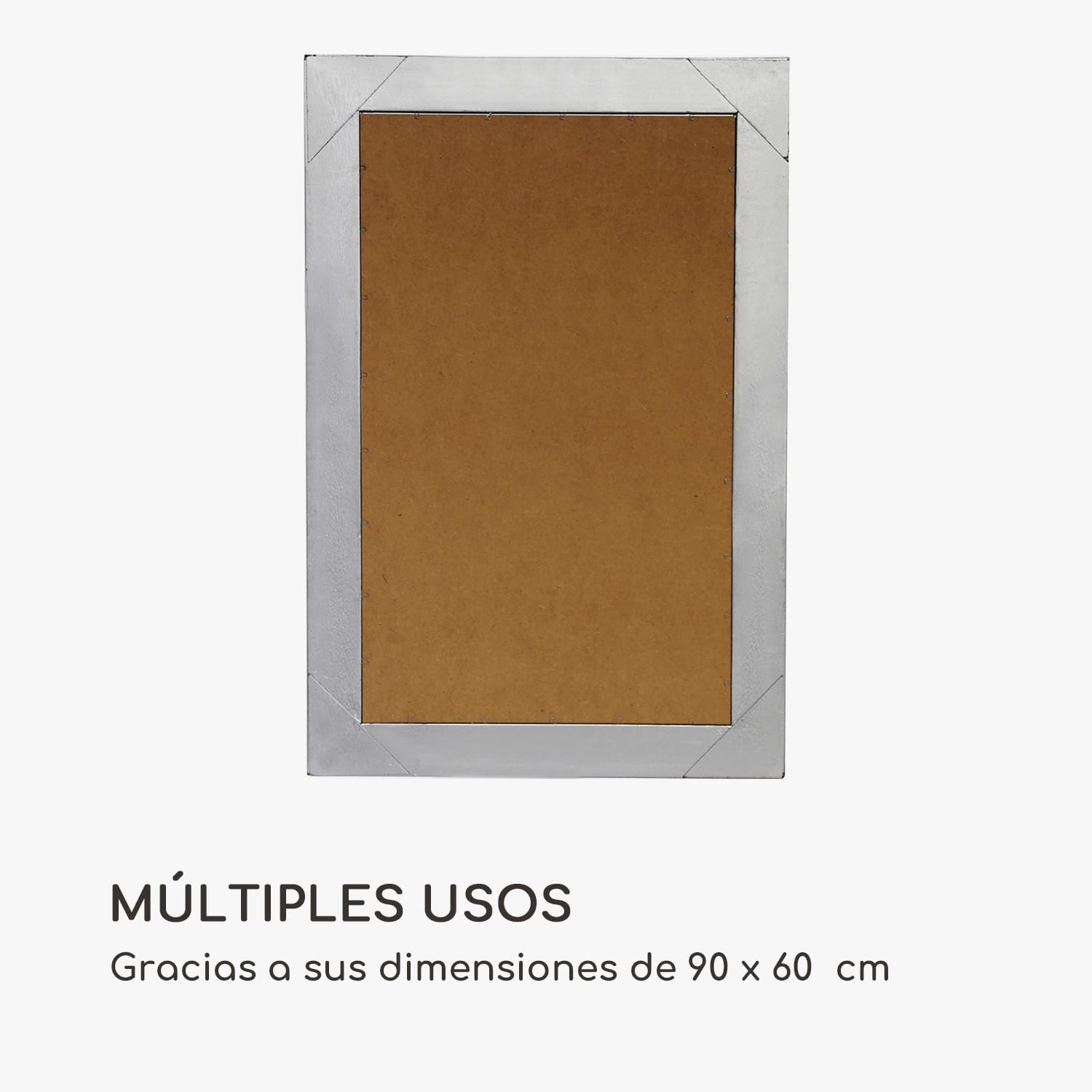 Espejo de pared Manchester Marco de madera maciza Rectangular 90 x 60 cm