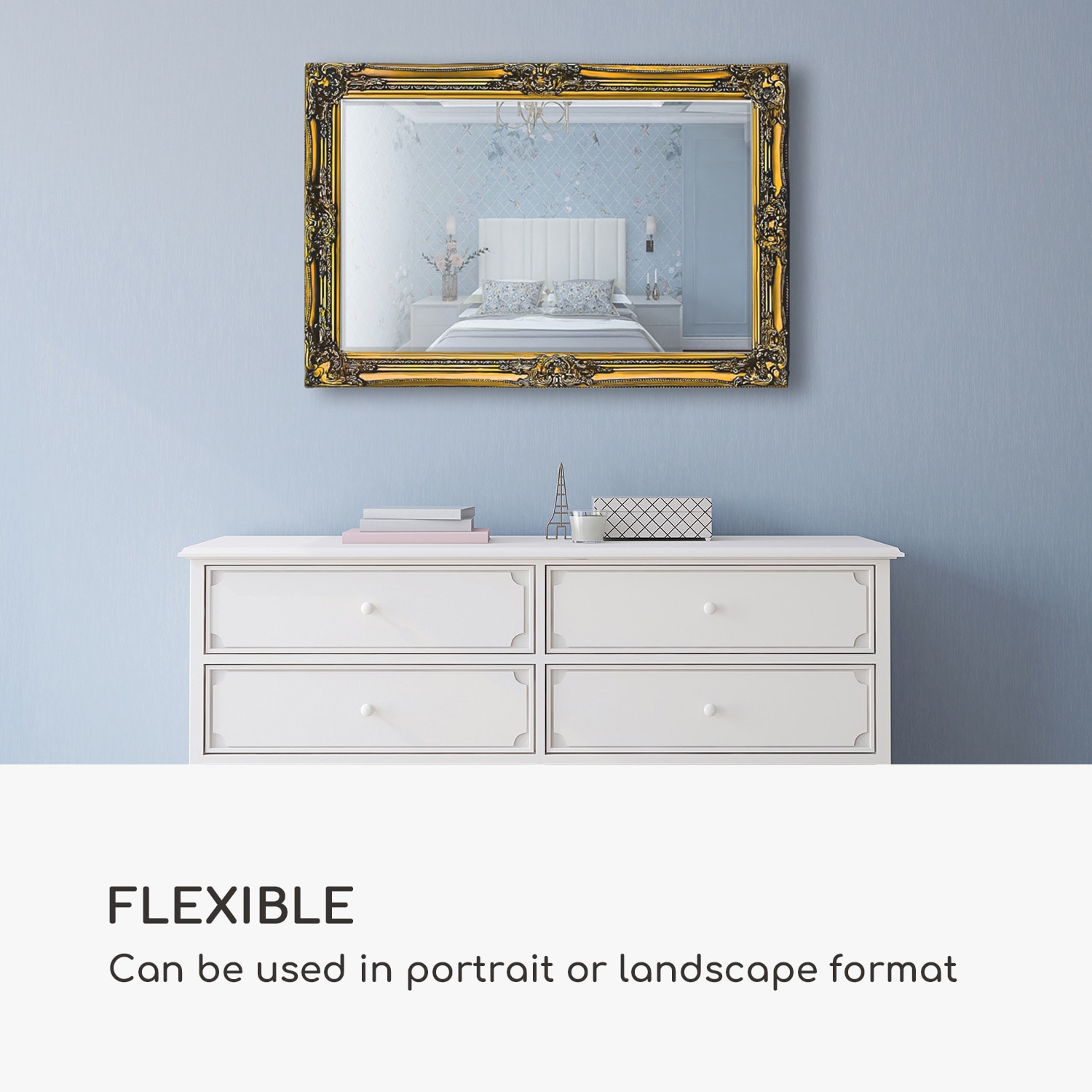 Manchester Zidno ogledalo s masivnim drvenim okvirom, pravokutno 90 x 60 cm