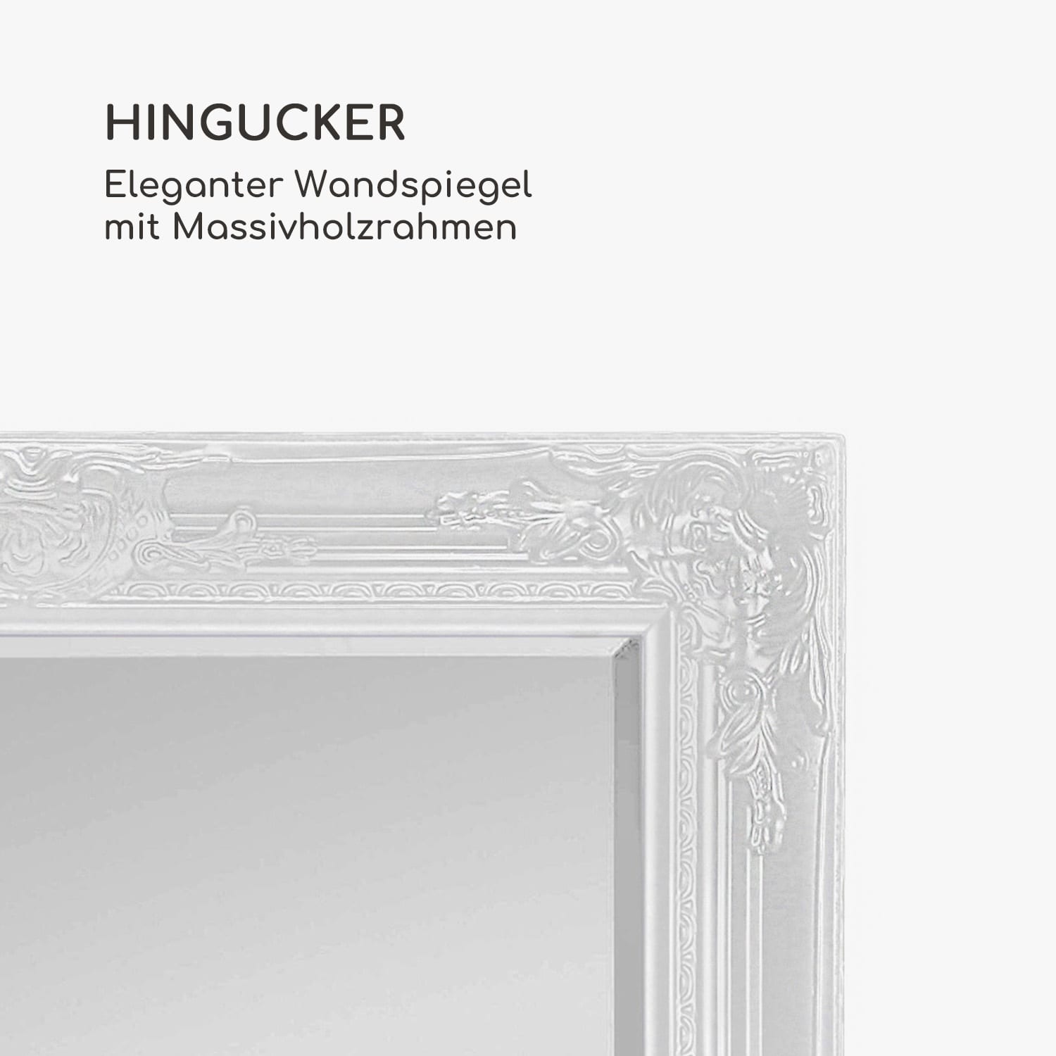 Manchester Wandspiegel Massivholzrahmen rechteckig 90 x 60 cm Weiß