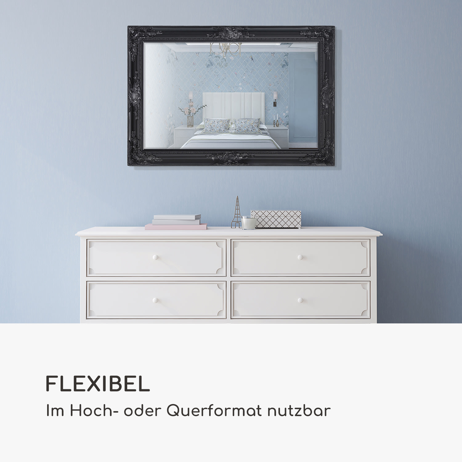 Manchester Wandspiegel Massivholzrahmen rechteckig 90 x 60 cm