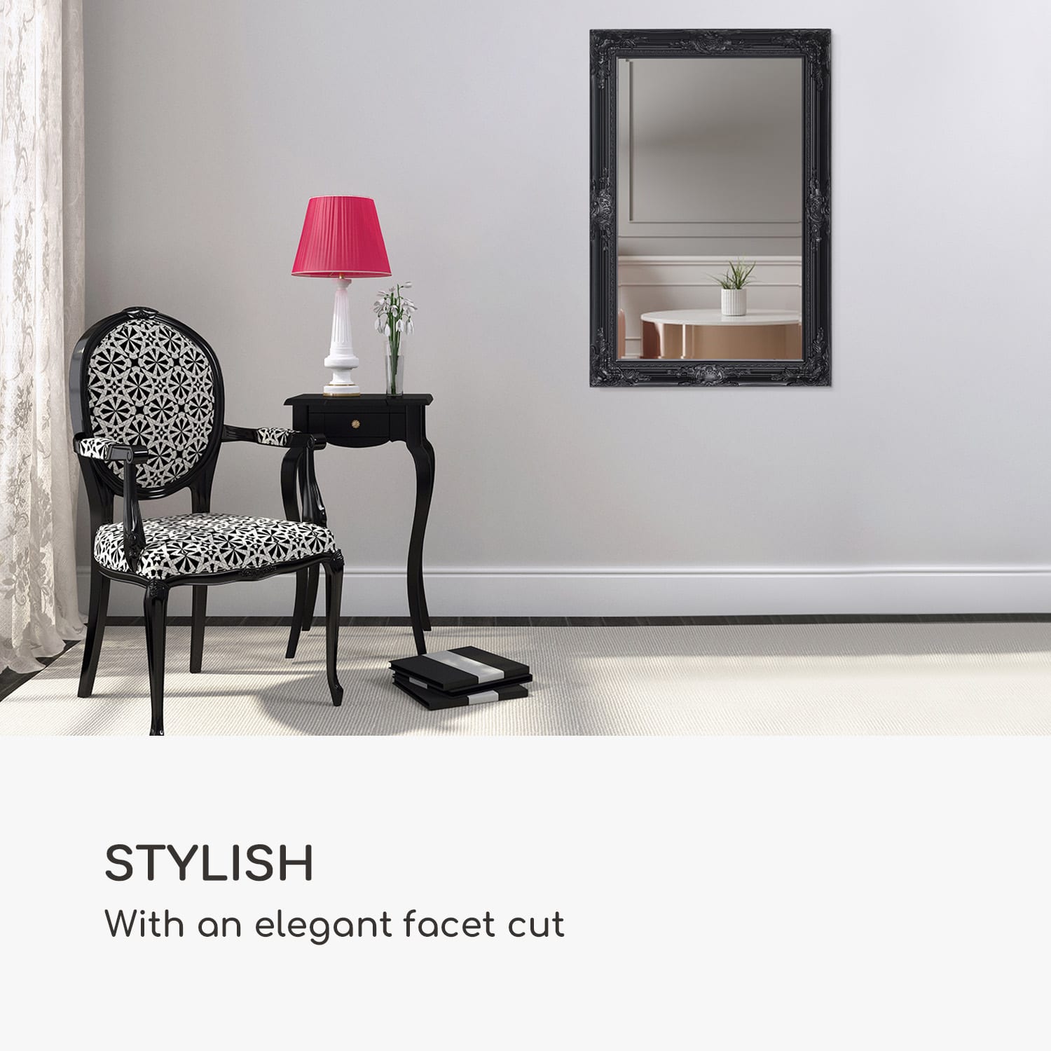 Espelho parede Manchester moldura de madeira maciça rectangular 90 x 60 cm