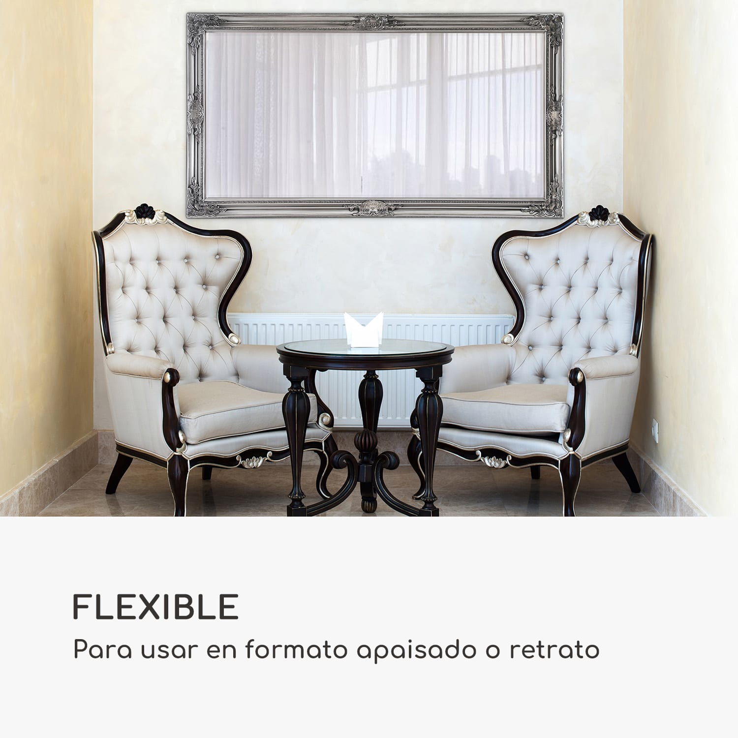 Espejo de pared Wembley Madera auténtica Rectangular 140 x 75 cm   