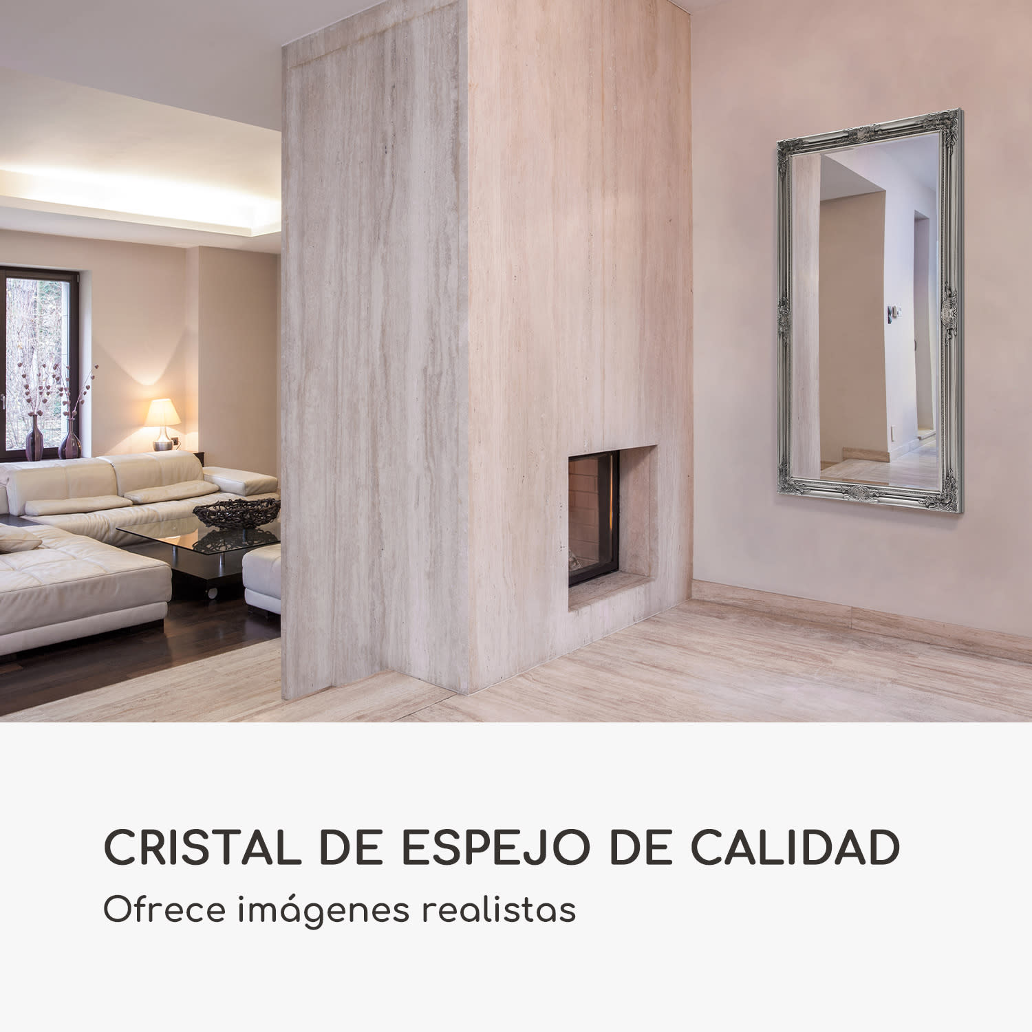 Espejo de pared Wembley Madera auténtica Rectangular 140 x 75 cm   