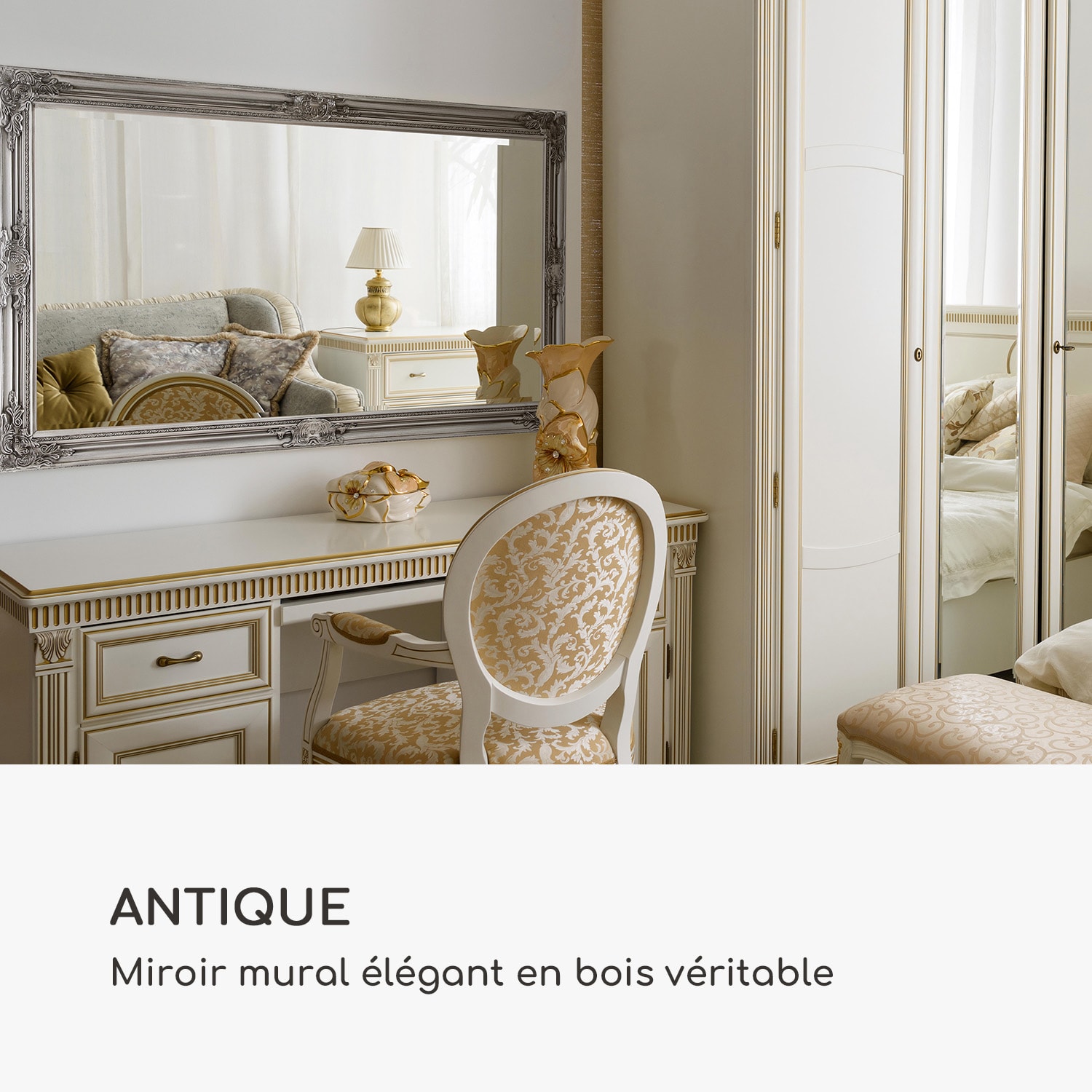 Wembley wandspiegel echt hout rechthoekig 140 x 75 cm