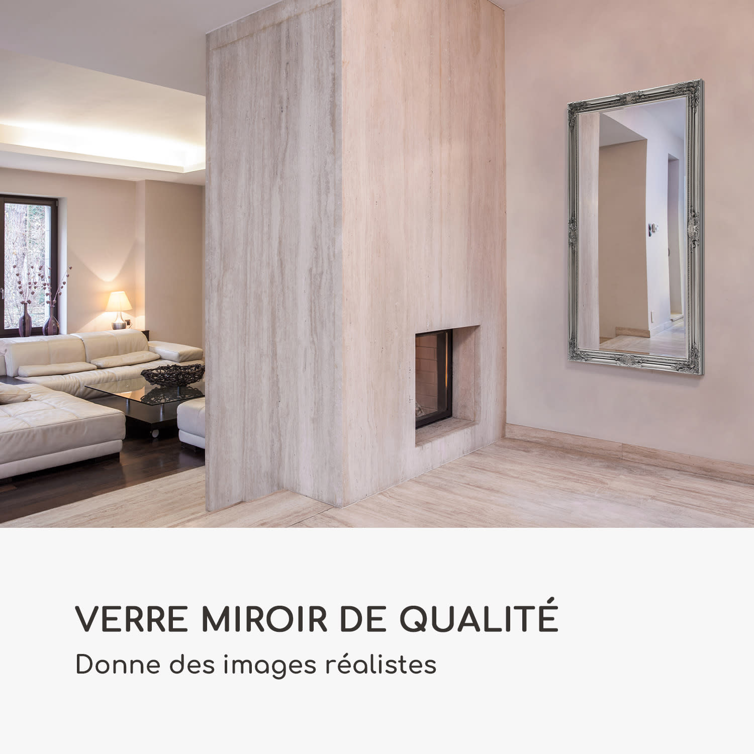 Miroir mural Wembley bois véritable rectangulaire 140 x 75 cm  