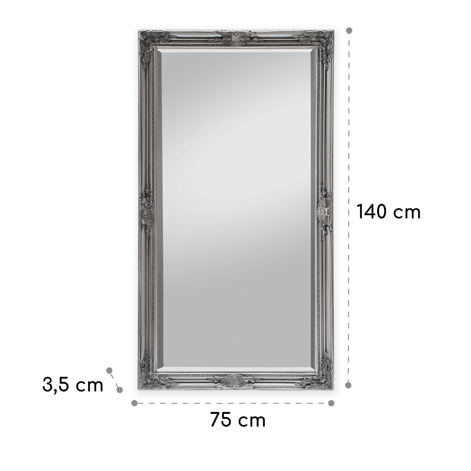 Wembley Stensko ogledalo iz pravega lesa pravokotne oblike 140 x 75 cm  