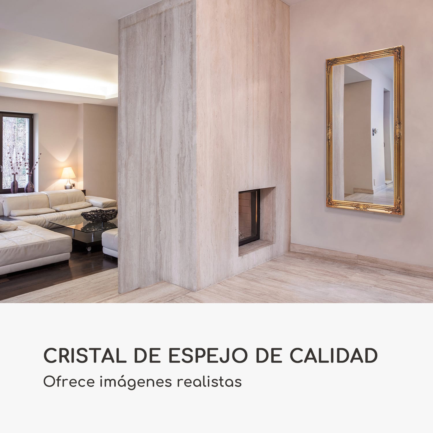 Espejo de pared Wembley Madera auténtica Rectangular 140 x 75 cm   