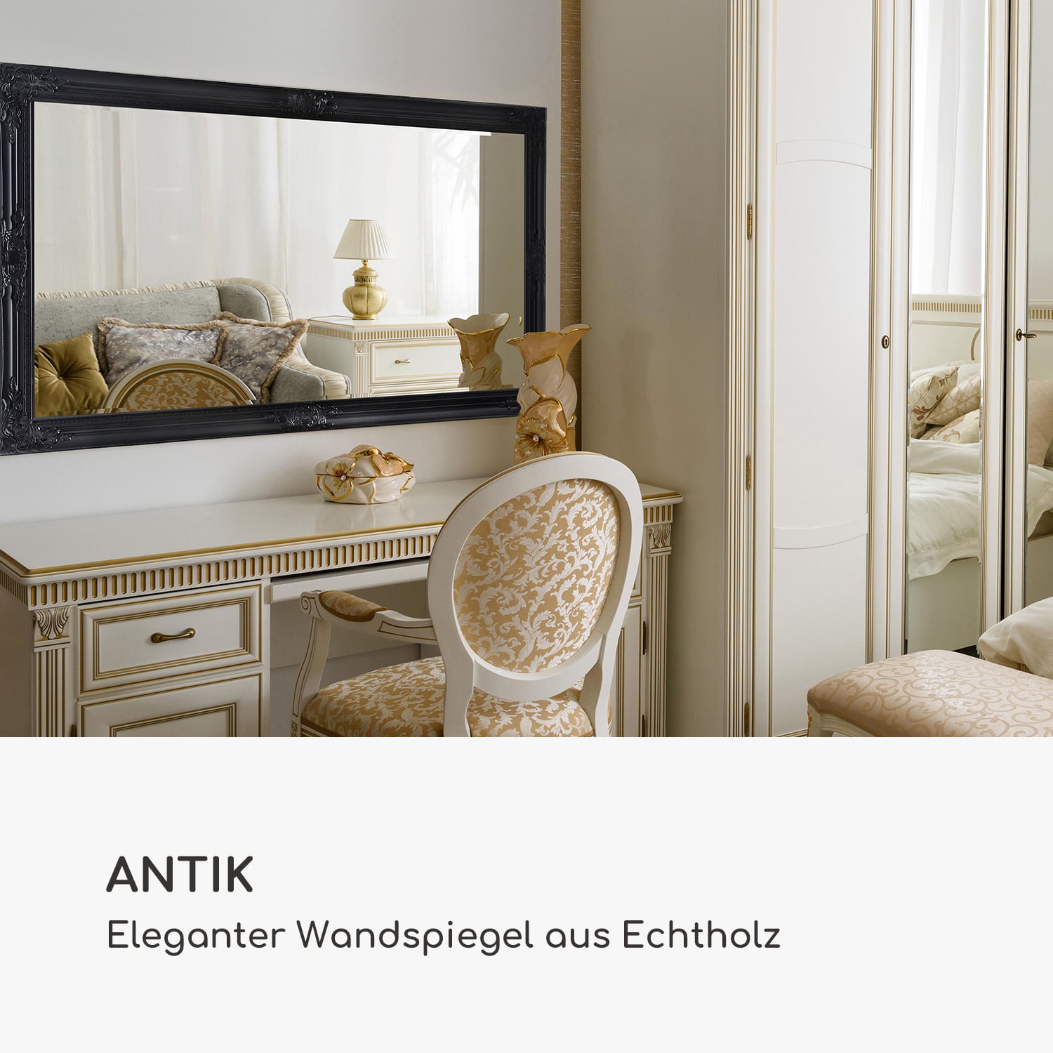 Wembley Wandspiegel Echtholz rechteckig 140 x 75 cm Weiß