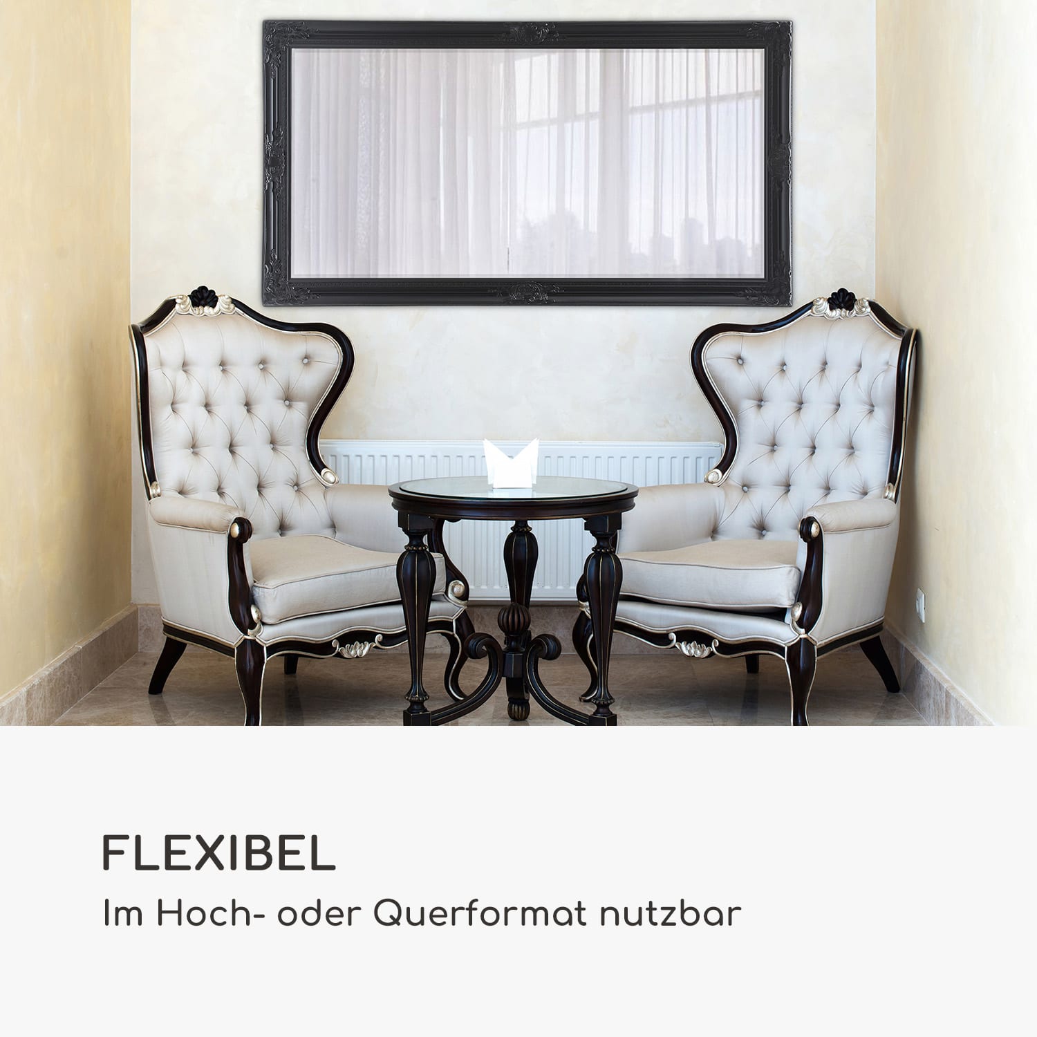 Wembley Wandspiegel Echtholz rechteckig 140 x 75 cm Weiß